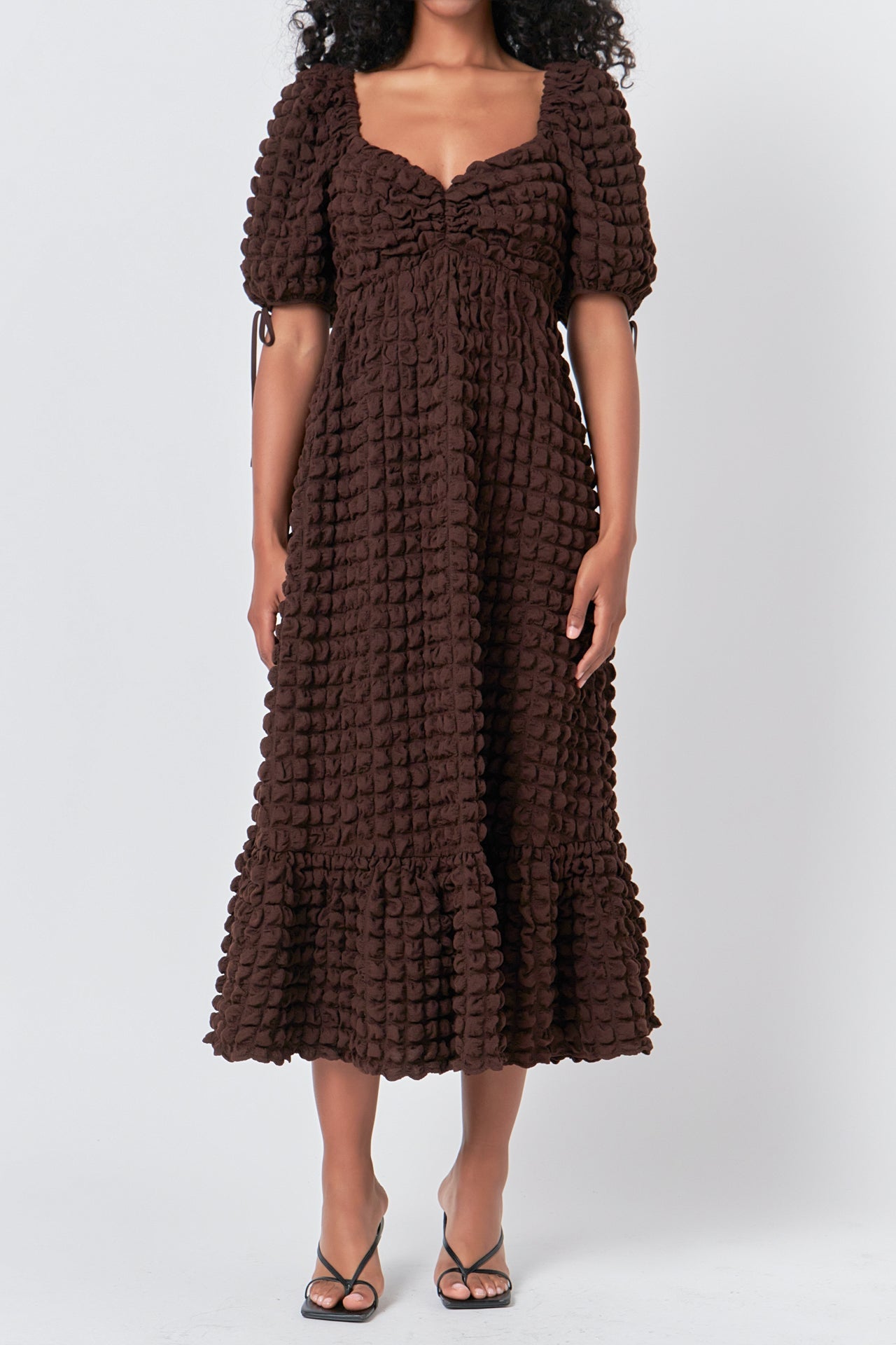 Bubble Puff Sleeve Maxi Dress