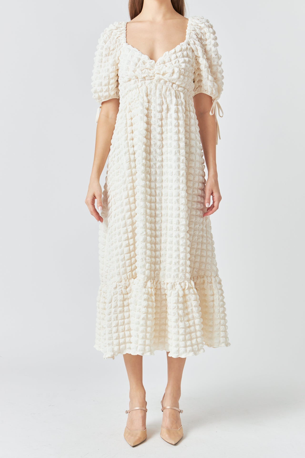 ENDLESS ROSE - Bubble Puff Sleeve Maxi Dress - DRESSES available at Objectrare
