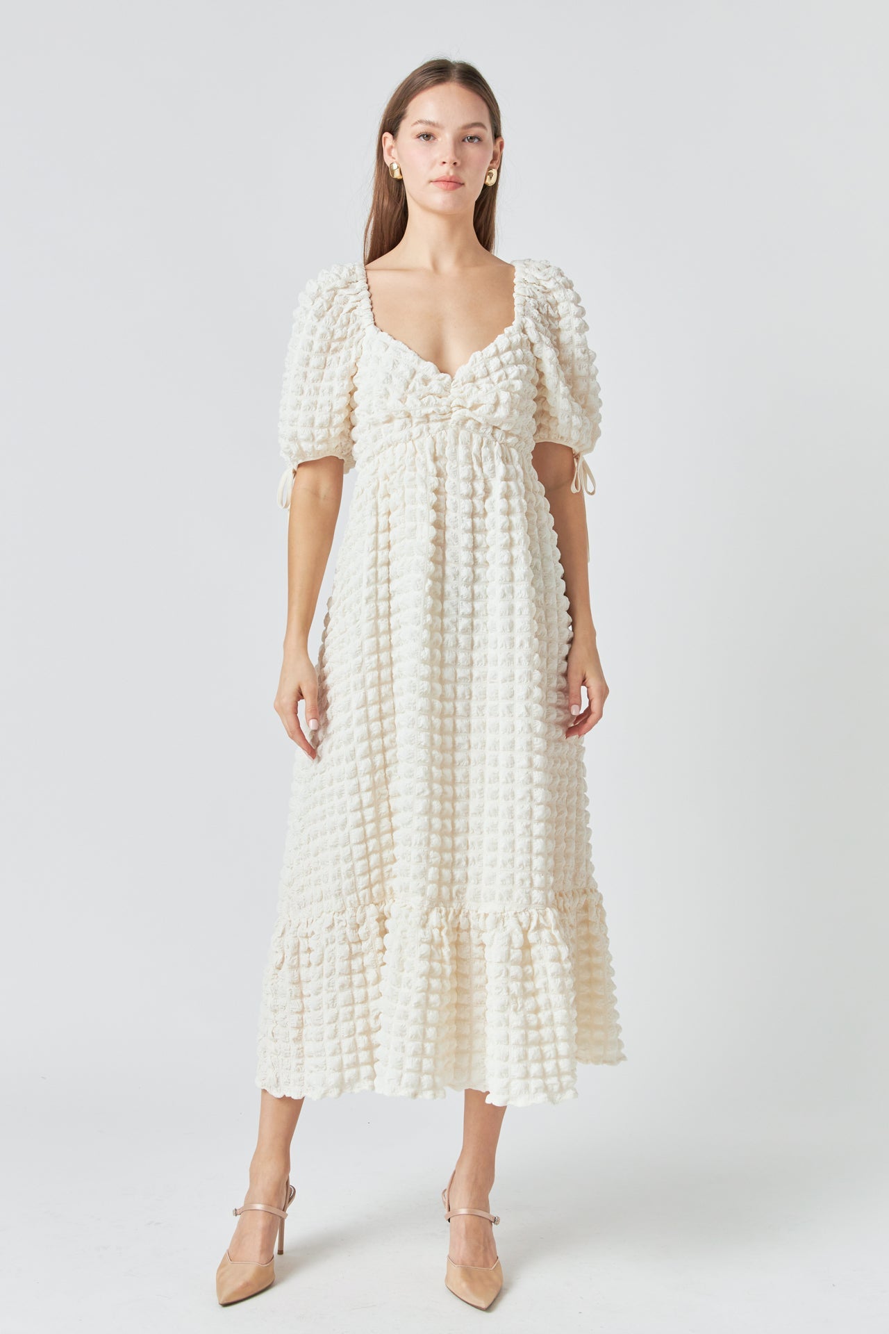 ENDLESS ROSE - Bubble Puff Sleeve Maxi Dress - DRESSES available at Objectrare