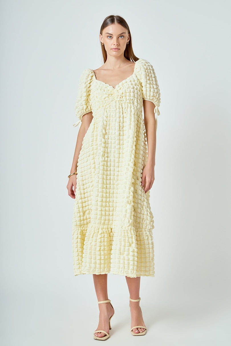 ENDLESS ROSE - Bubble Puff Sleeve Maxi Dress - DRESSES available at Objectrare