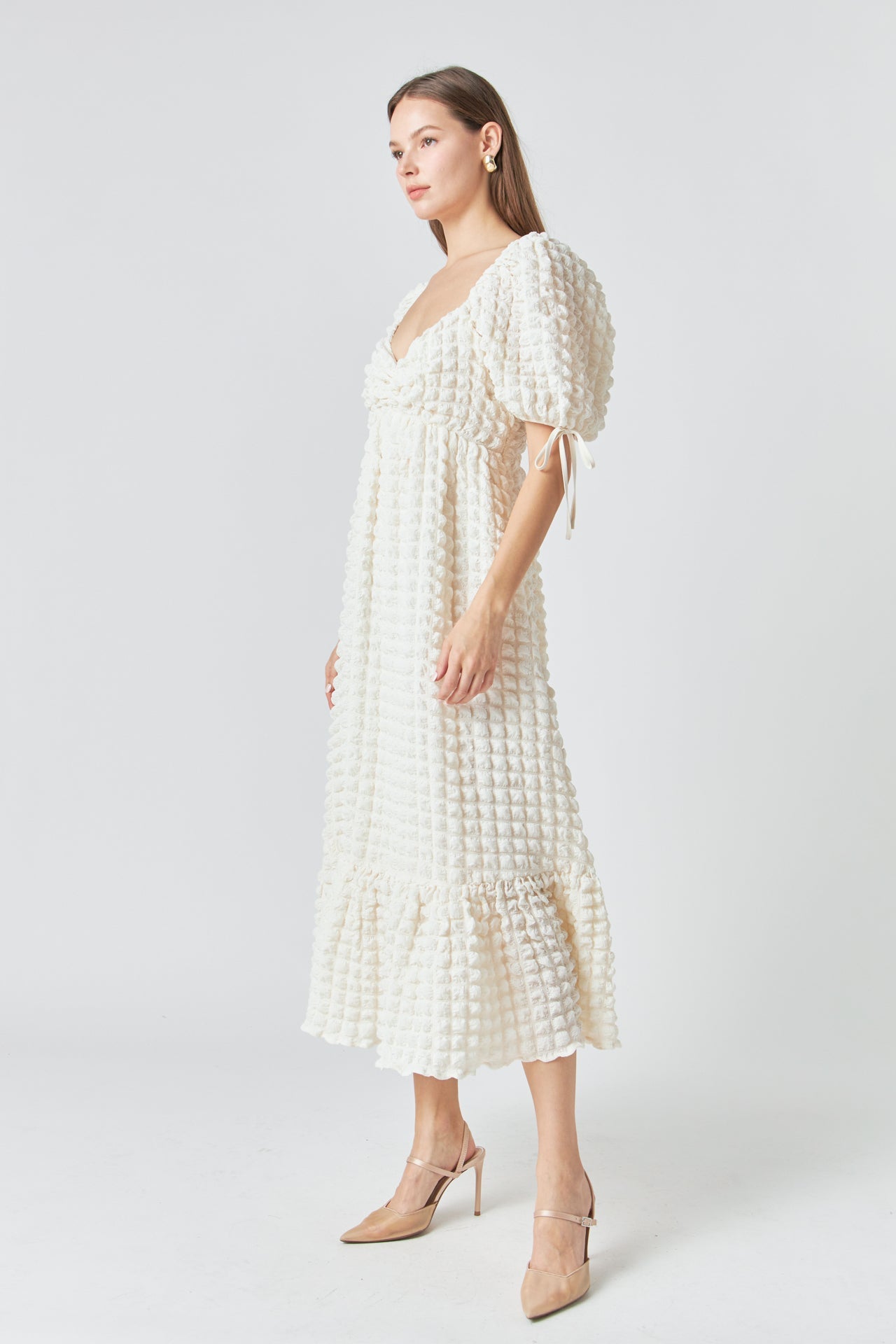 ENDLESS ROSE - Bubble Puff Sleeve Maxi Dress - DRESSES available at Objectrare