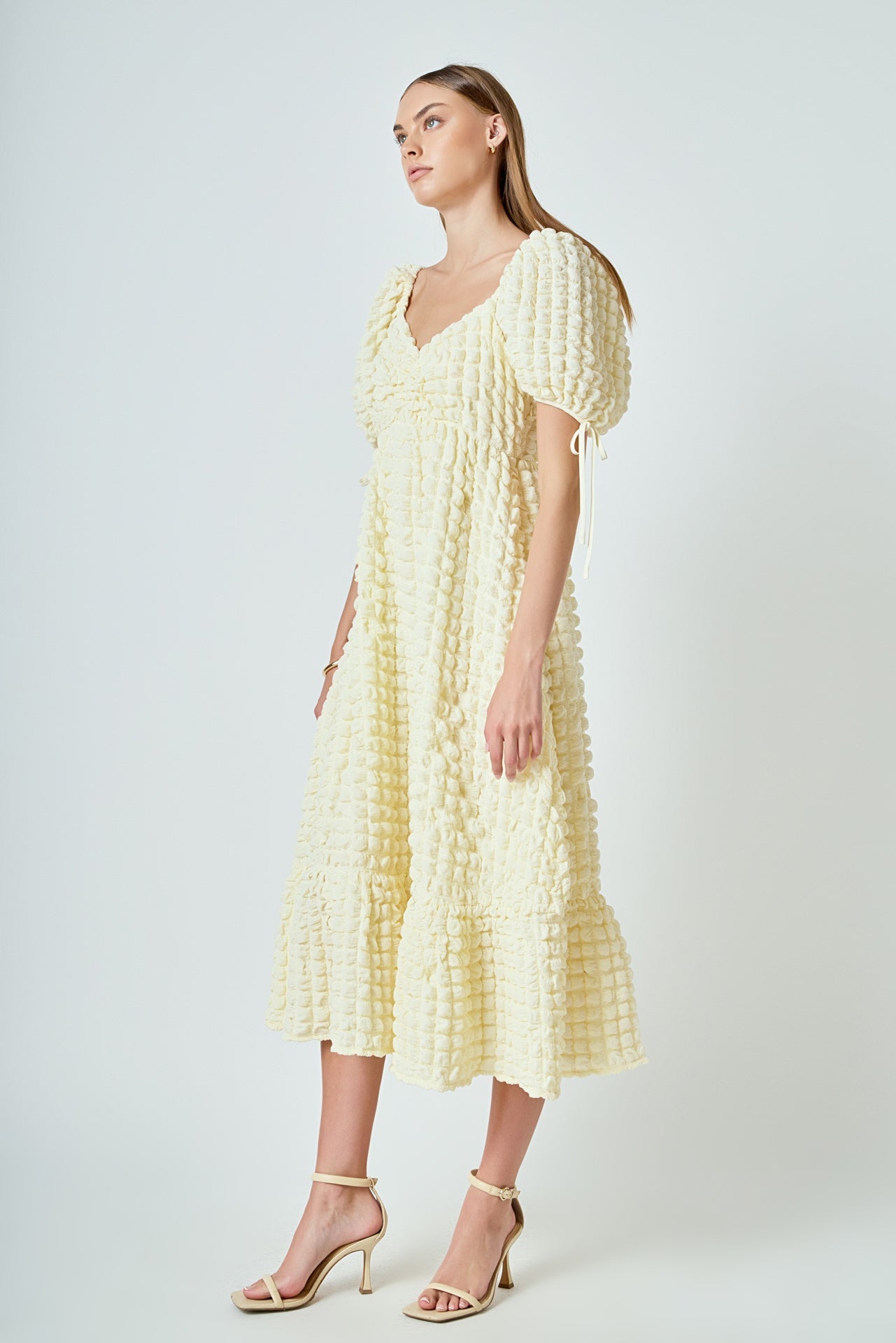ENDLESS ROSE - Bubble Puff Sleeve Maxi Dress - DRESSES available at Objectrare