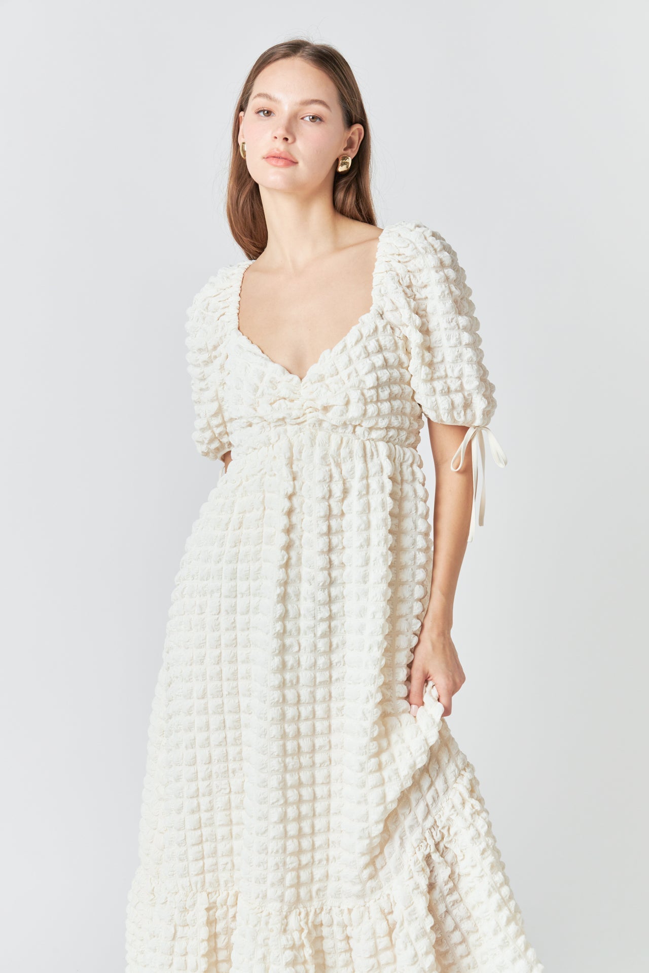 ENDLESS ROSE - Bubble Puff Sleeve Maxi Dress - DRESSES available at Objectrare