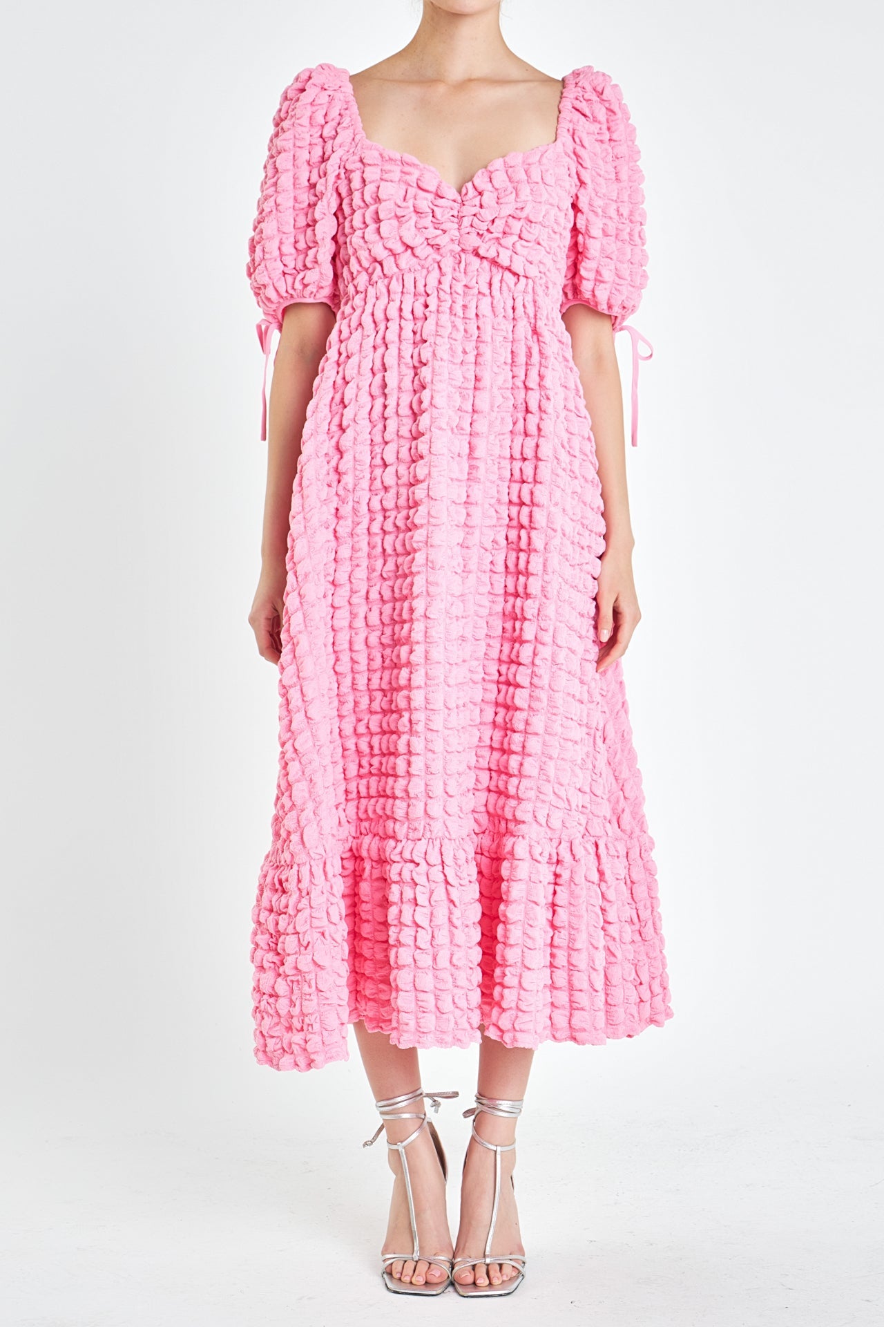 Bubble Puff Sleeve Maxi Dress