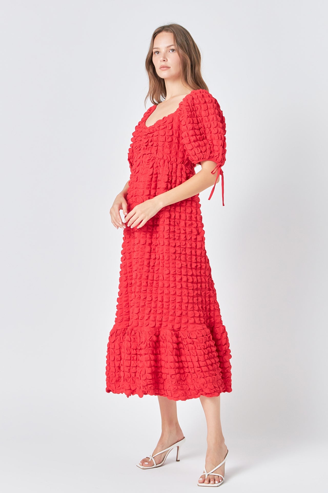 ENDLESS ROSE - Bubble Puff Sleeve Maxi Dress - DRESSES available at Objectrare
