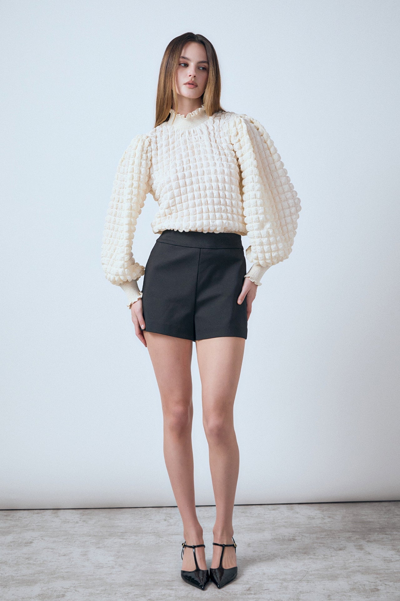 ENDLESS ROSE - Mock Neck Long-Sleeve Blouse - SHIRTS & BLOUSES available at Objectrare