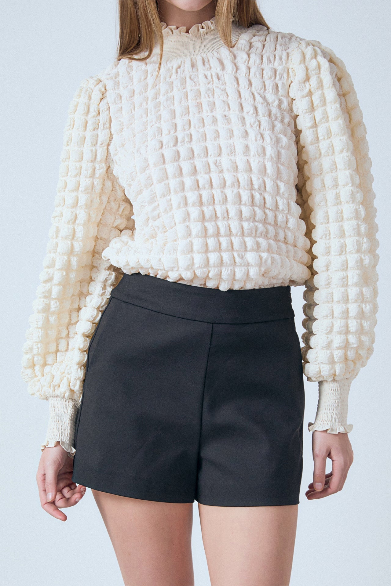 ENDLESS ROSE - Mock Neck Long-Sleeve Blouse - SHIRTS & BLOUSES available at Objectrare