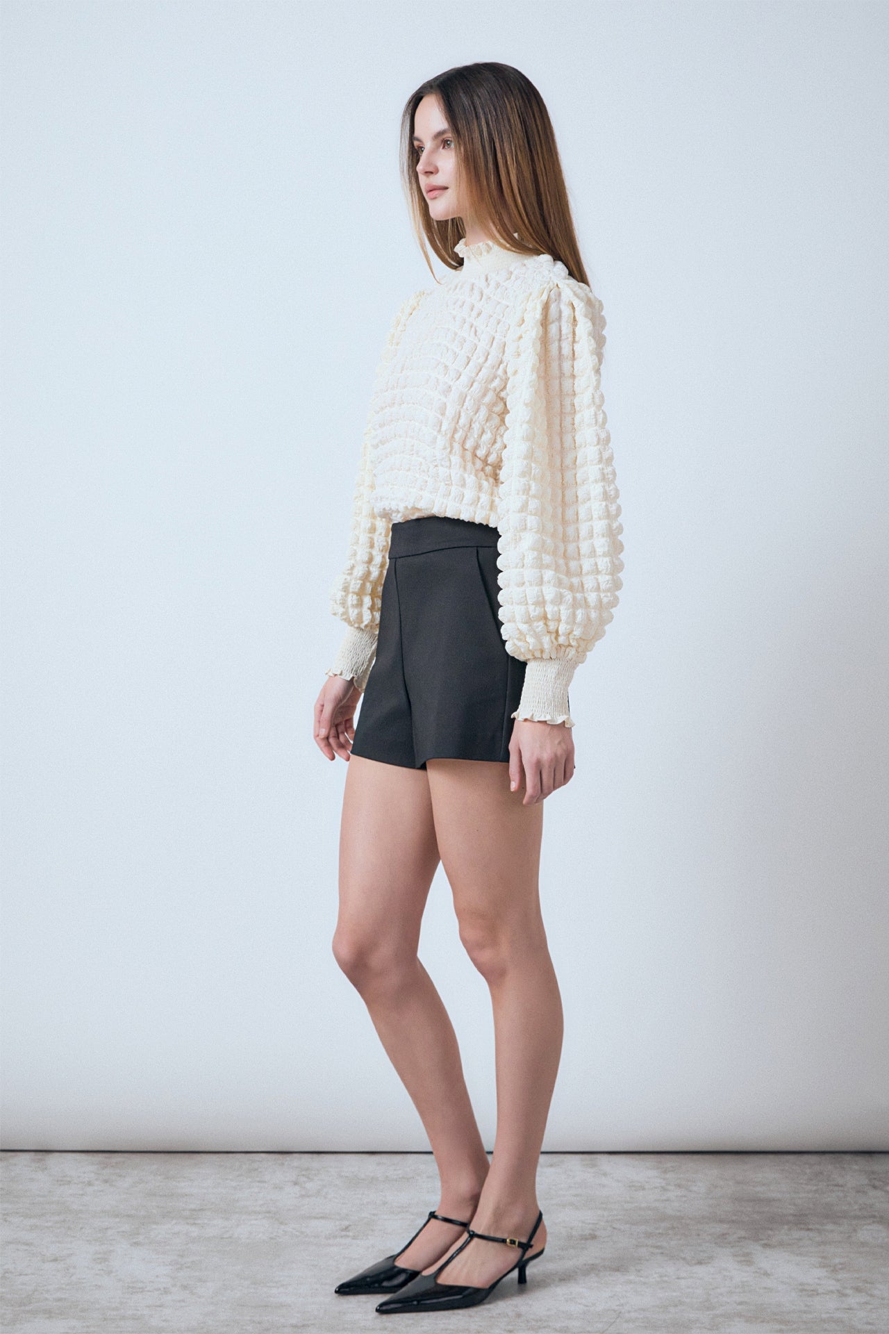 ENDLESS ROSE - Mock Neck Long-Sleeve Blouse - SHIRTS & BLOUSES available at Objectrare