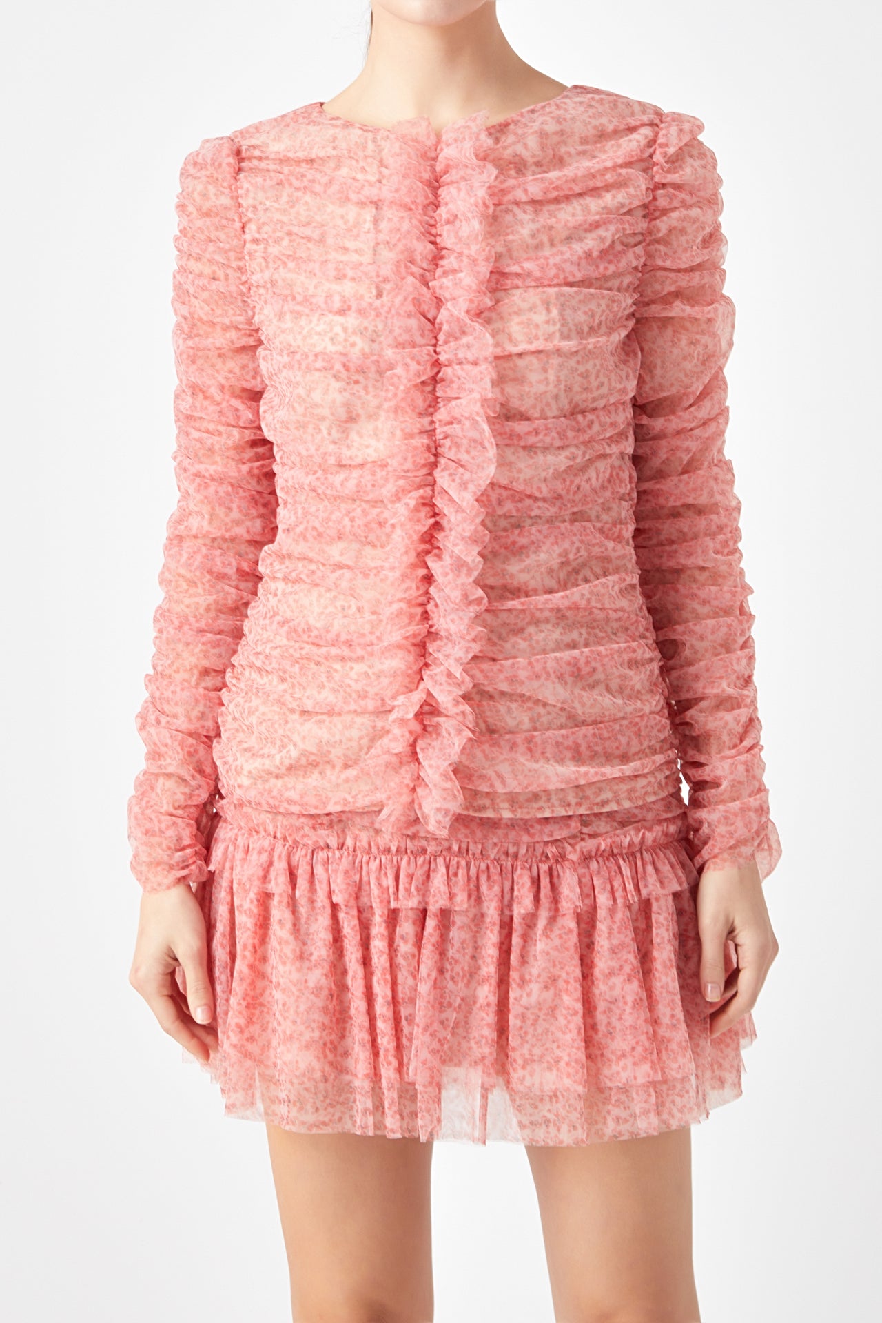 ENDLESS ROSE - Floral Tulle Long Sleeve Top - TOPS available at Objectrare