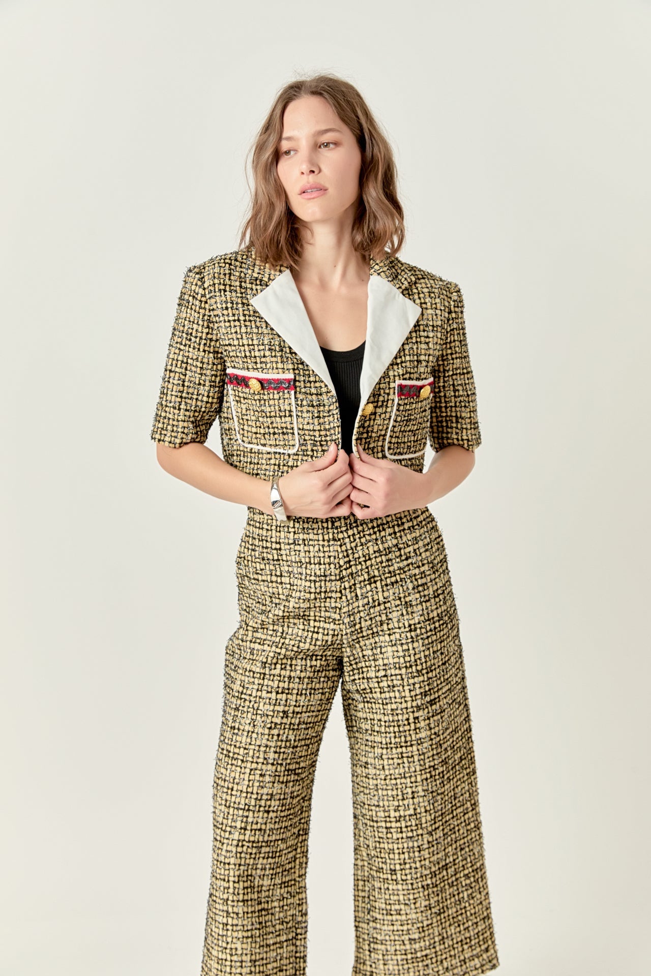 ENGLISH FACTORY - Premium Cropped Tweed Jacket - JACKETS available at Objectrare