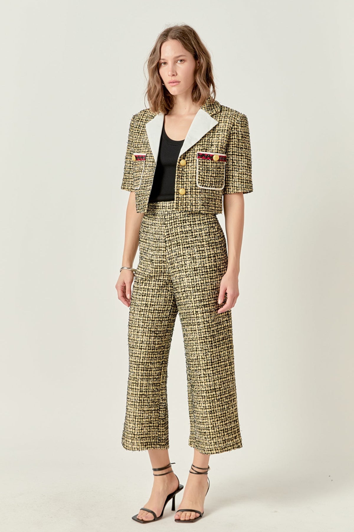 ENGLISH FACTORY - Premium Cropped Tweed Jacket - JACKETS available at Objectrare