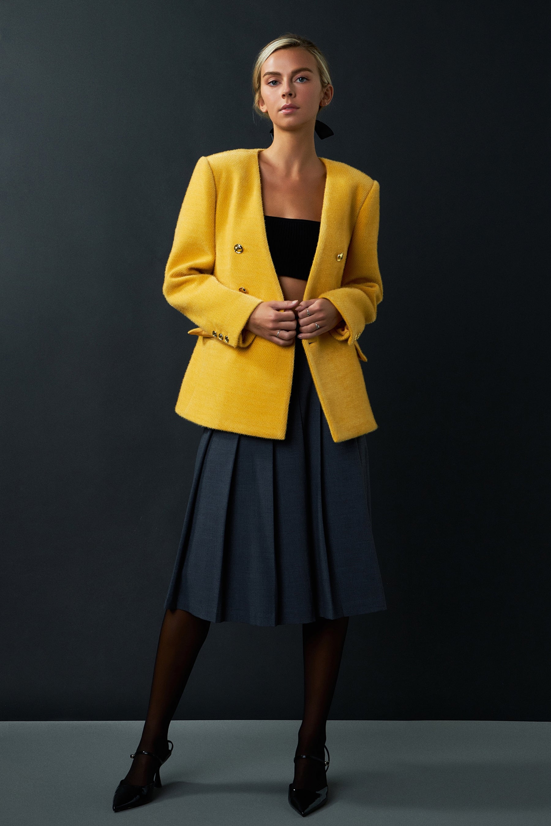 ENGLISH FACTORY - Structured Lapeless Textured Jacket - JACKETS available at Objectrare
