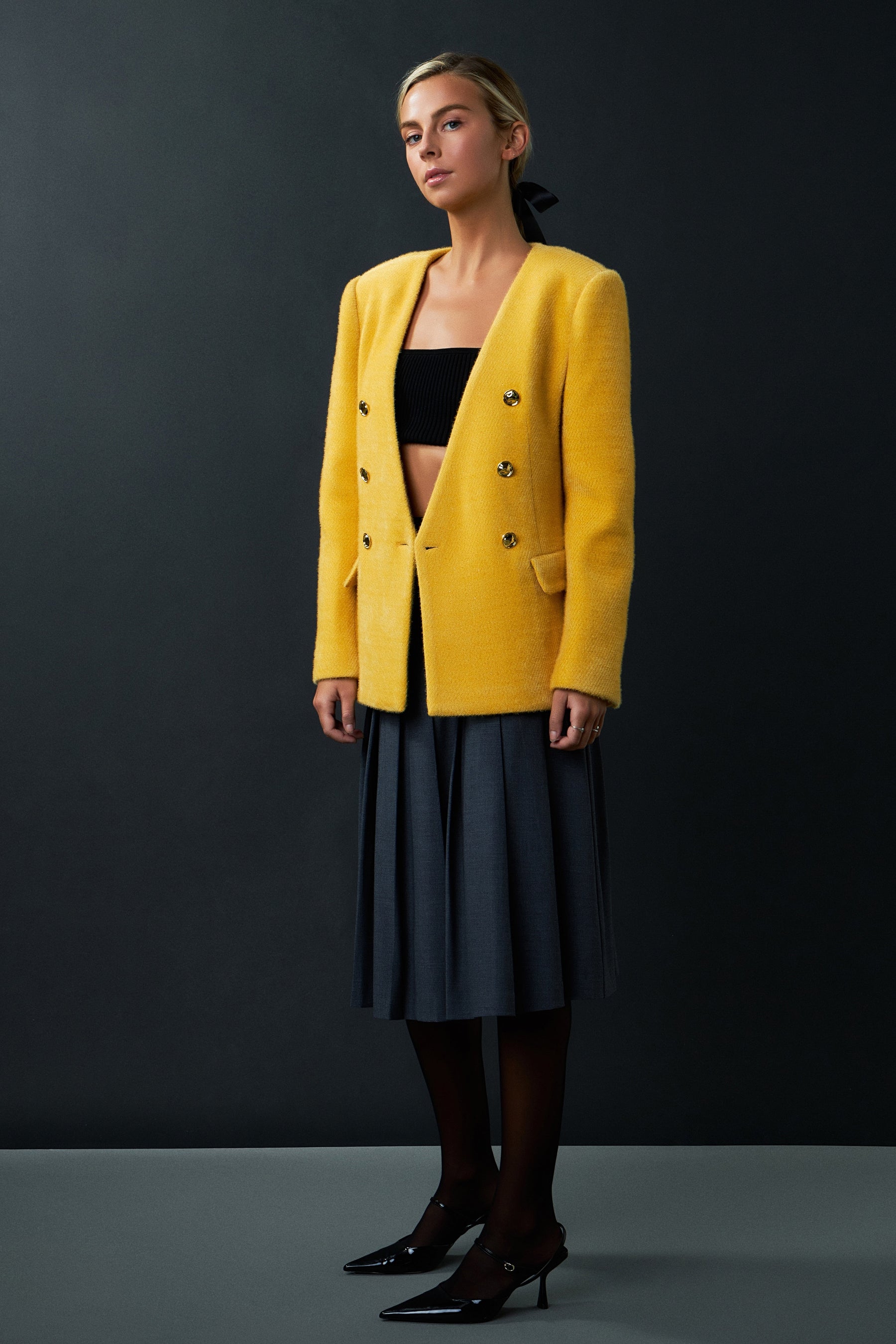 ENGLISH FACTORY - Structured Lapeless Textured Jacket - JACKETS available at Objectrare