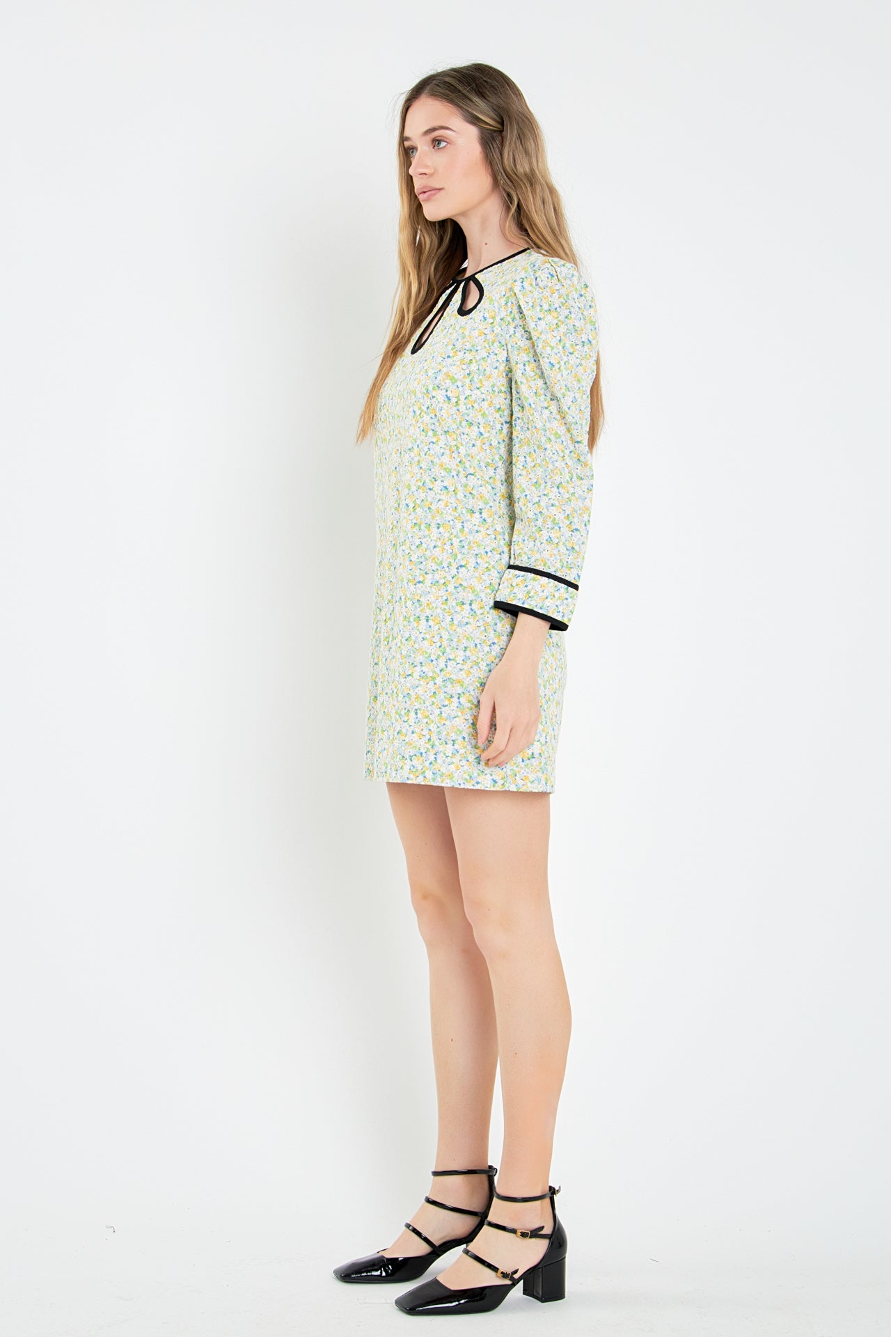 ENGLISH FACTORY - Contrast Binding Floral Mini Dress - DRESSES available at Objectrare