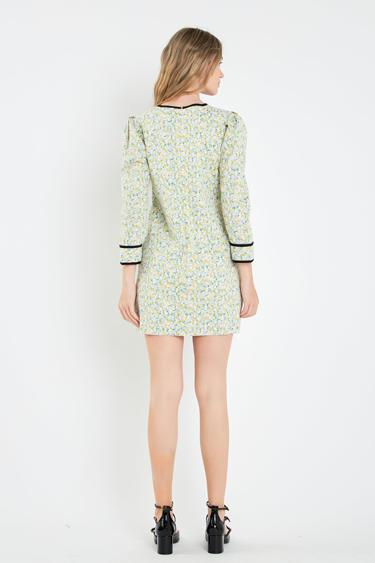 ENGLISH FACTORY - Contrast Binding Floral Mini Dress - DRESSES available at Objectrare