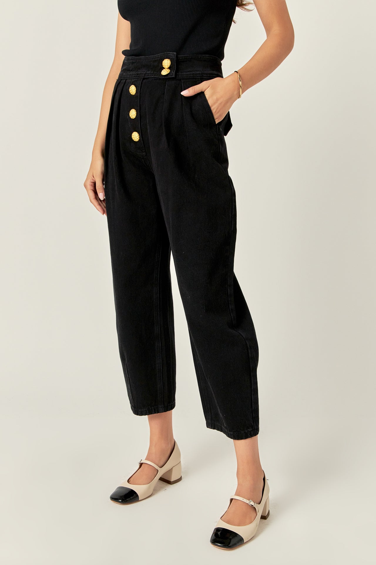 ENGLISH FACTORY - Premium Denim Cropped Trousers - JEANS available at Objectrare