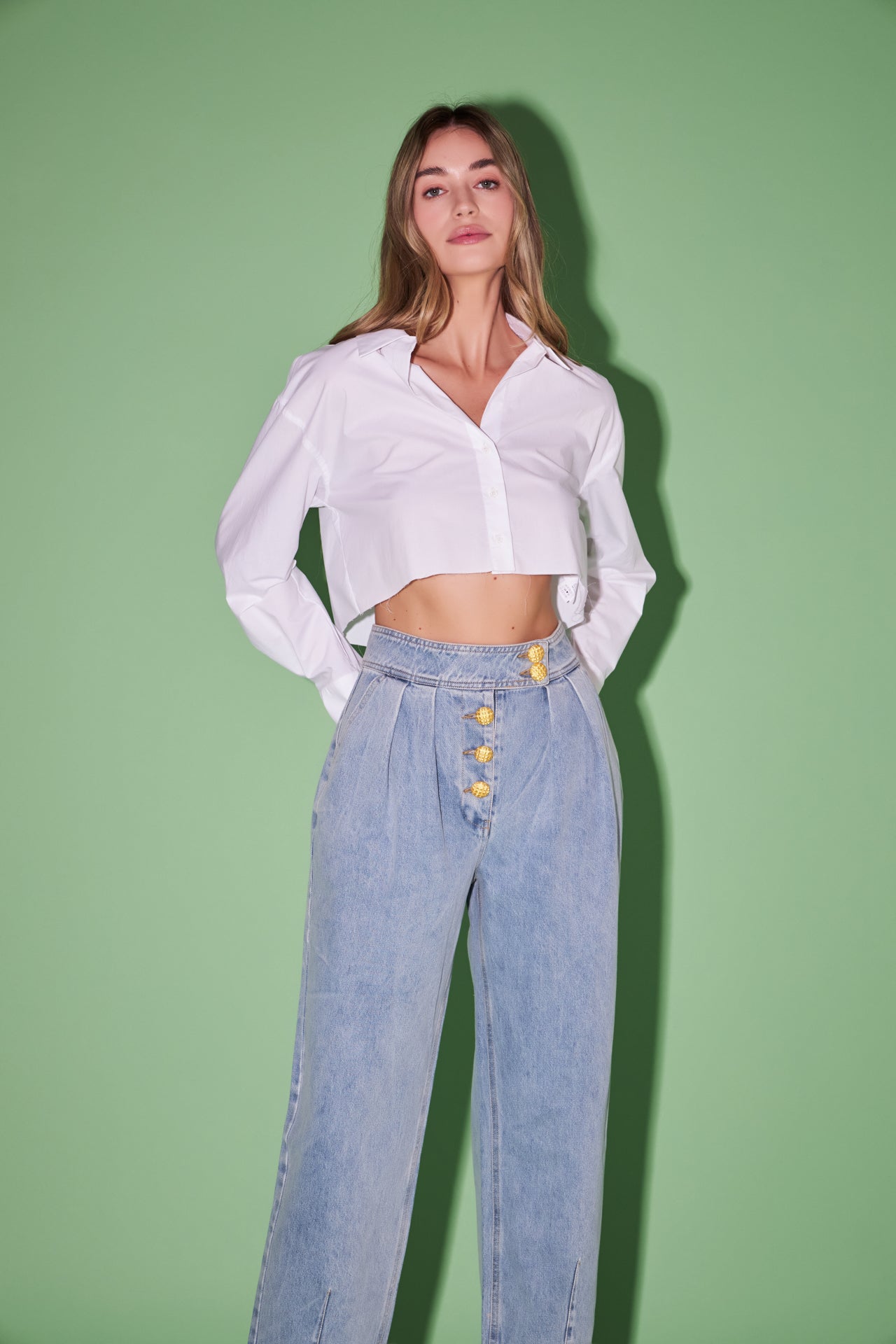 ENGLISH FACTORY - Premium Denim Cropped Trousers - JEANS available at Objectrare