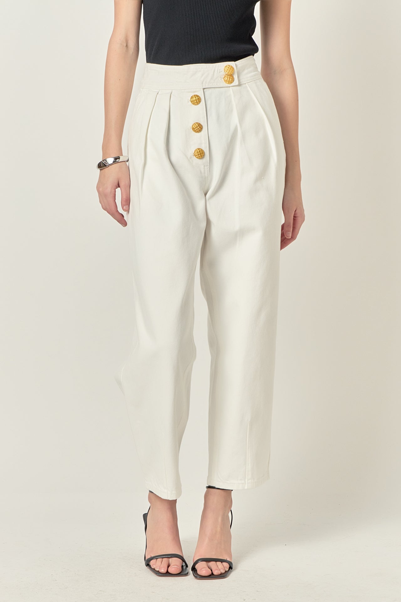 ENGLISH FACTORY - Premium Denim Cropped Trousers - JEANS available at Objectrare