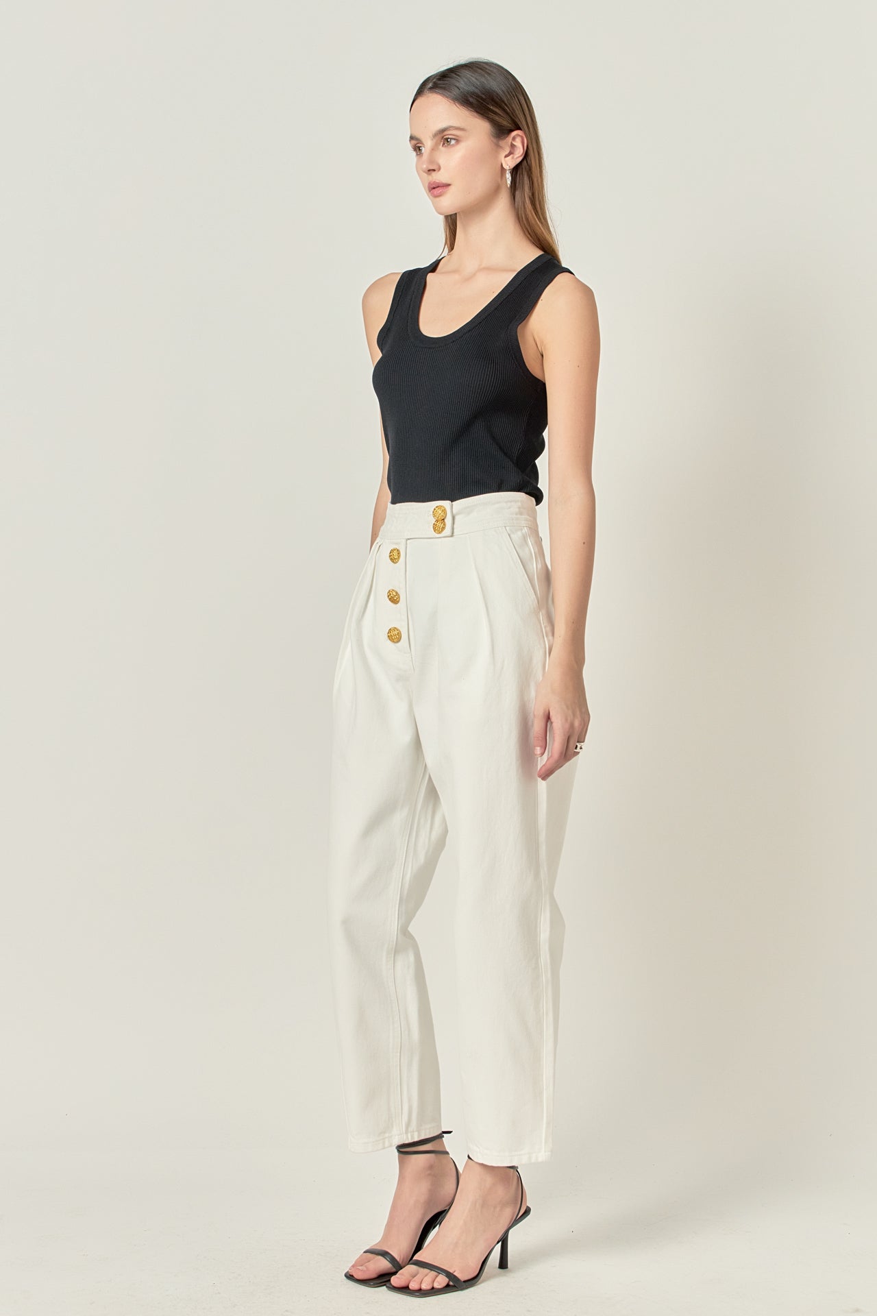 ENGLISH FACTORY - Premium Denim Cropped Trousers - JEANS available at Objectrare