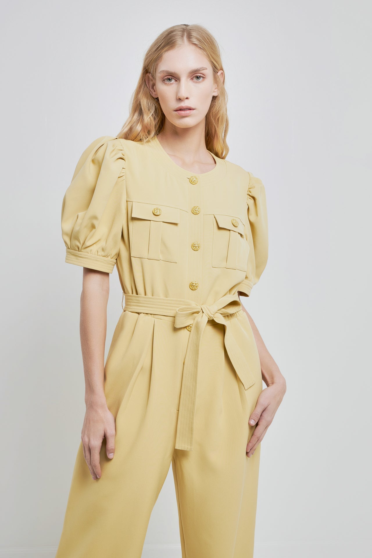 ENGLISH FACTORY - Jumpsuit with Button Detail - JUMPSUITS available at Objectrare