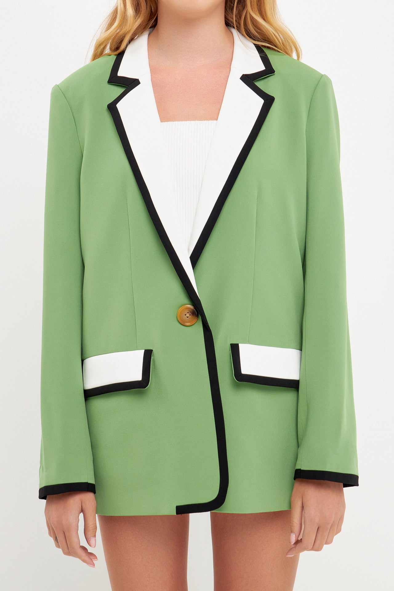 ENGLISH FACTORY - Color Block Single Button Blazer - BLAZERS available at Objectrare
