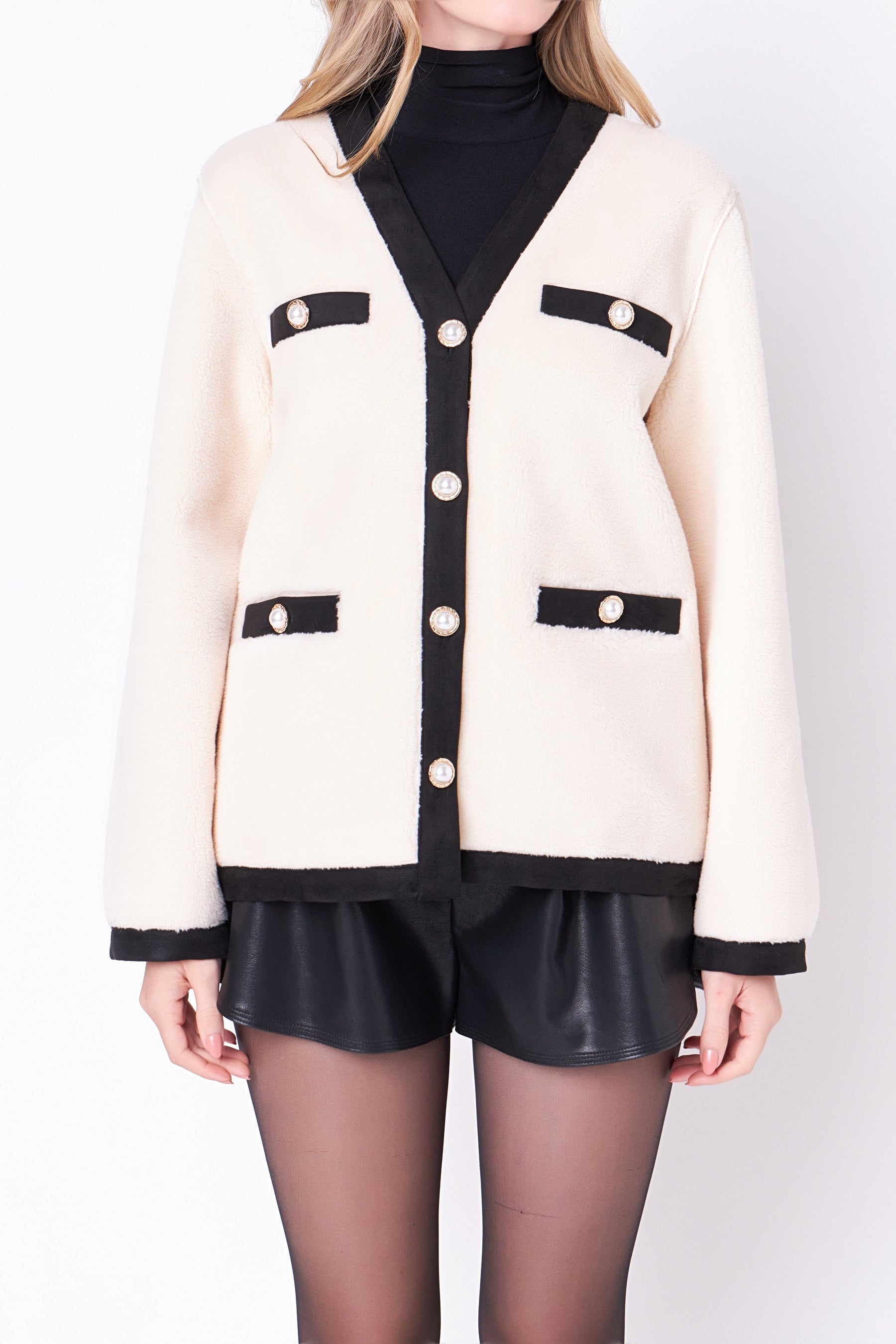 ENGLISH FACTORY - Shearing Jacket with Buttons - SWEATERS & KNITS available at Objectrare