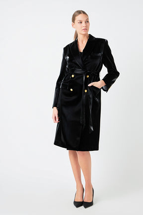 ENDLESS ROSE - Shiny Vegan Leather Trench Coat - COATS available at Objectrare