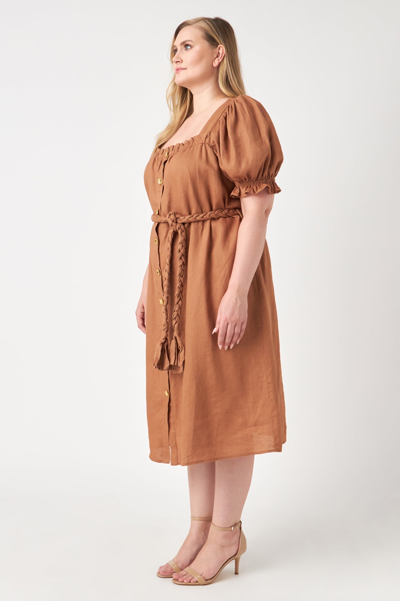 ENGLISH FACTORY - Plus Size Linen Dress with Tie - DRESSES available at Objectrare