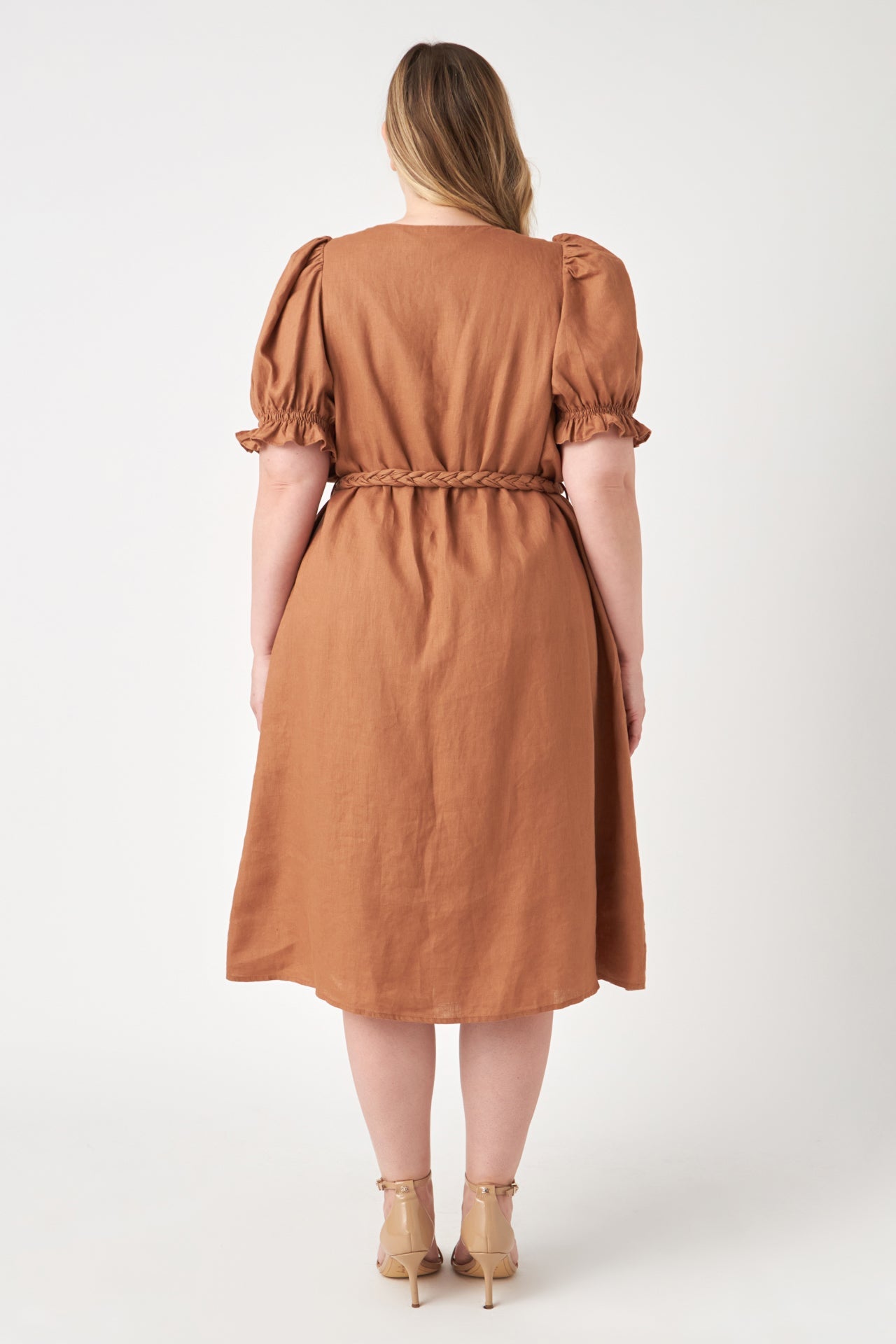 ENGLISH FACTORY - Plus Size Linen Dress with Tie - DRESSES available at Objectrare