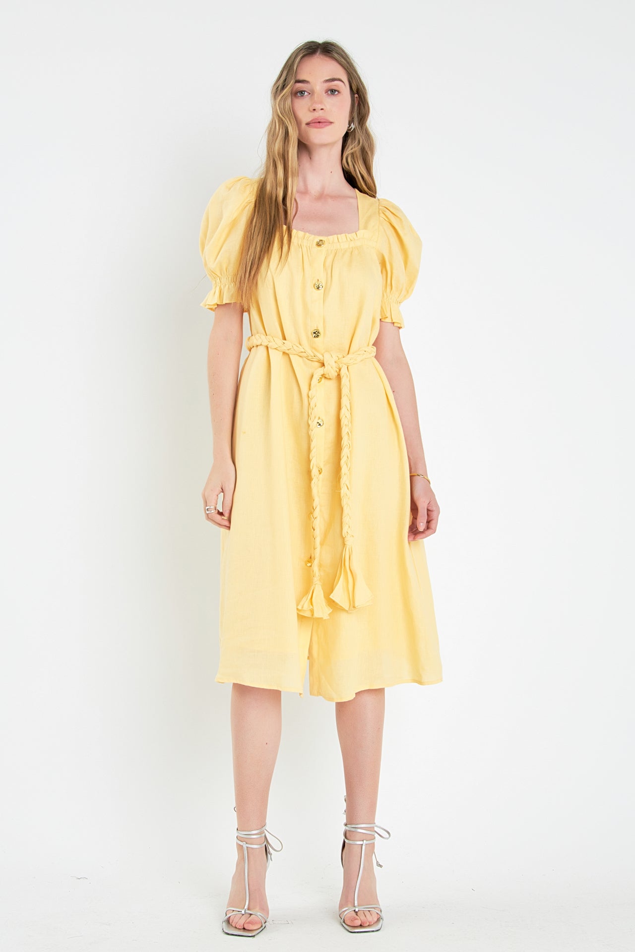 buttoned linen mini dress Never A Bad Day White Linen Button Front Mini Dress main image 0