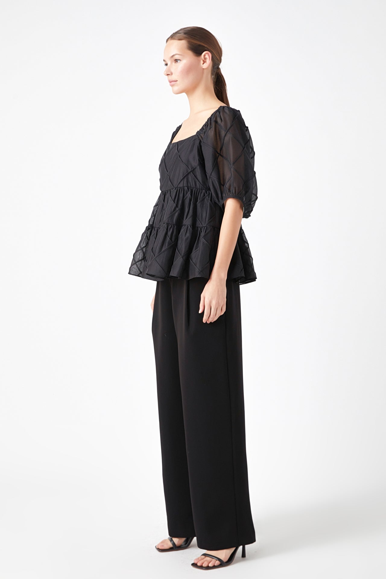 ENDLESS ROSE - Puff Sleeve Babydoll Top - TOPS available at Objectrare