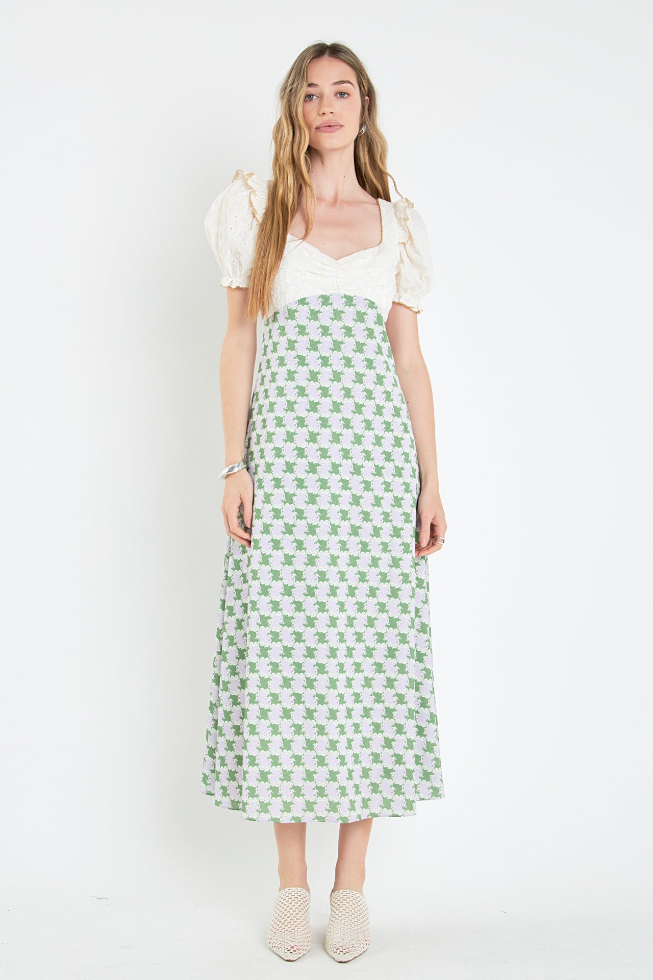 ENGLISH FACTORY - Sweet Heart Neckline Floral Print Maxi Dress - DRESSES available at Objectrare