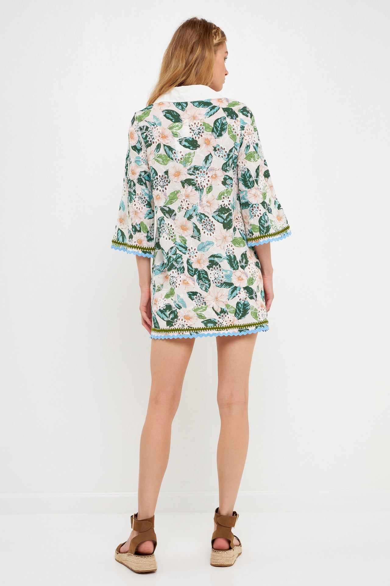 ENGLISH FACTORY - Floral Tunic Dress with Trim - DRESSES available at Objectrare