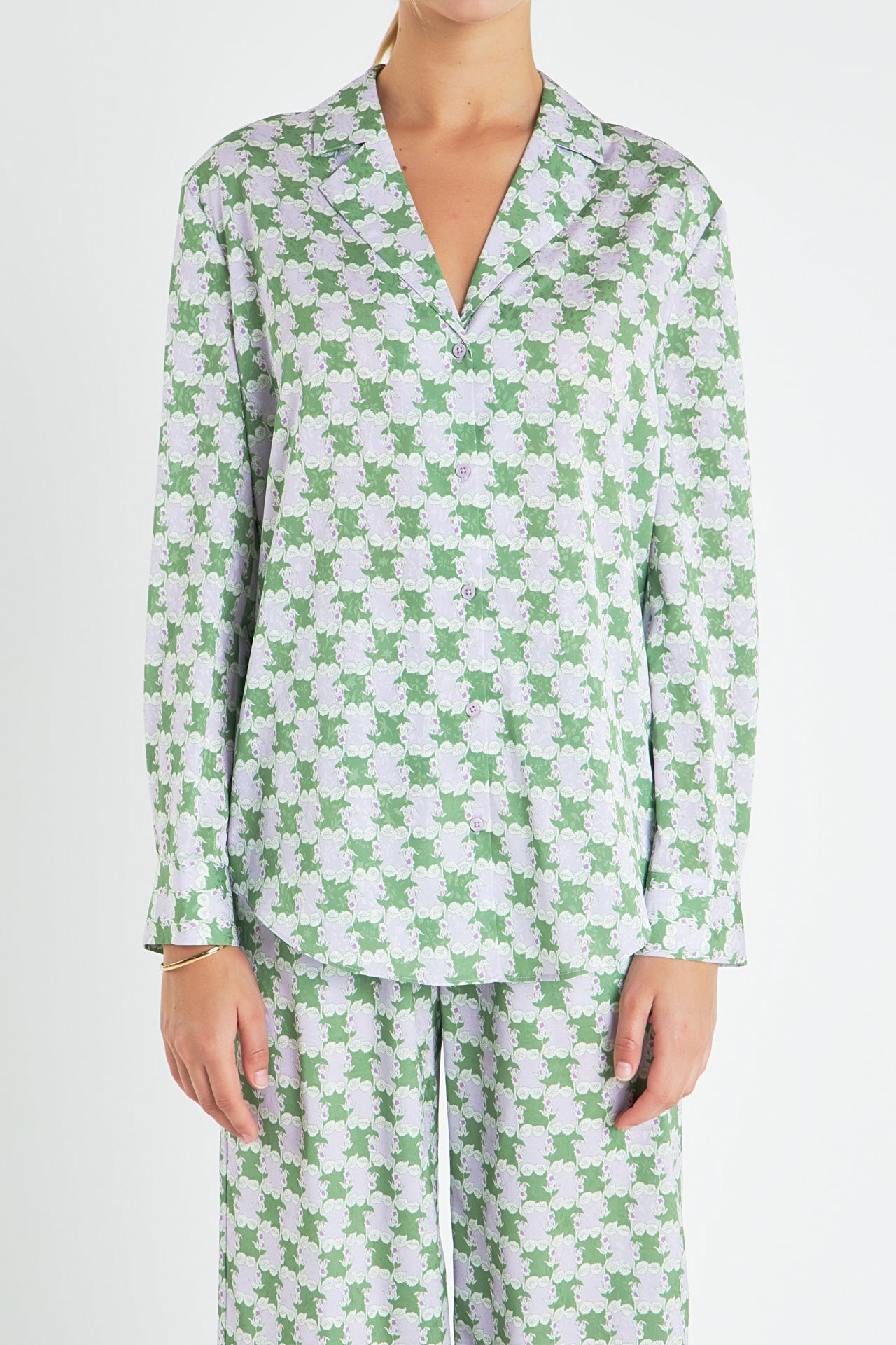 ENGLISH FACTORY - Printed Satin Shirt - BLOUSES available at Objectrare