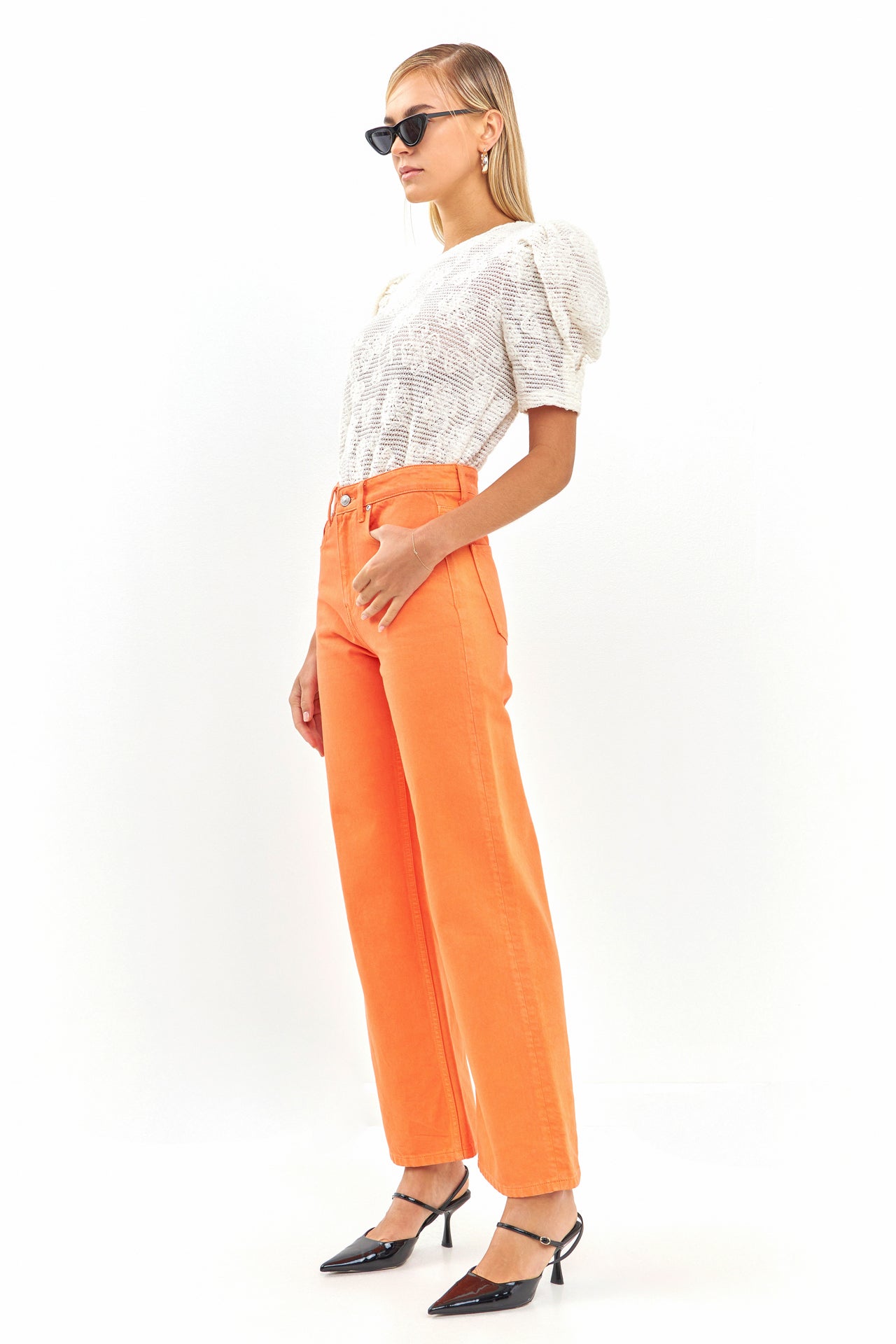 ENGLISH FACTORY - Crochet Puff Sleeve Top - TOPS available at Objectrare