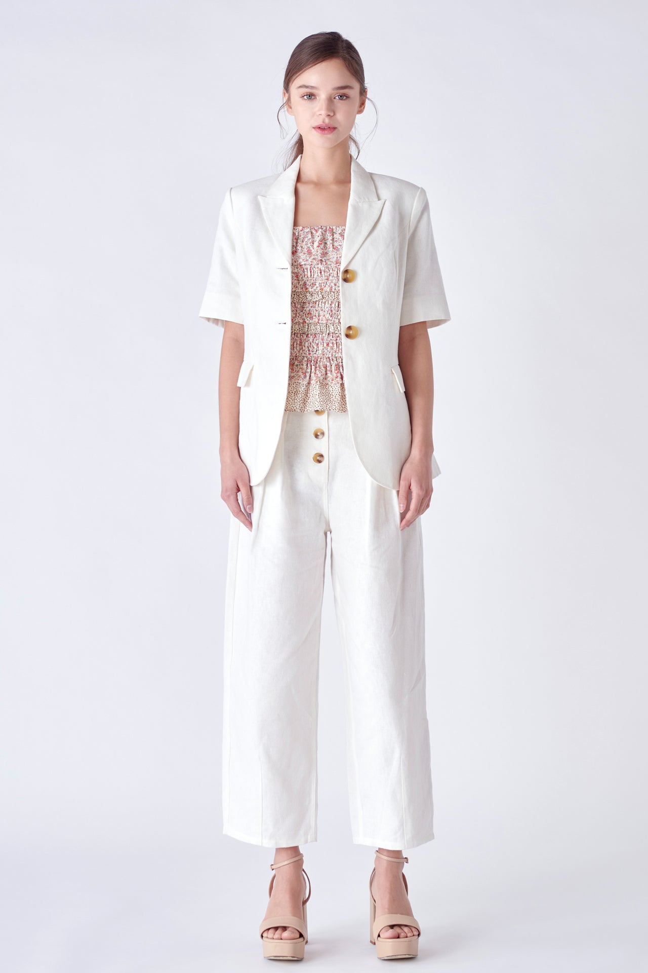 ENGLISH FACTORY - Linen Short Sleeve Blazer - BLAZERS available at Objectrare