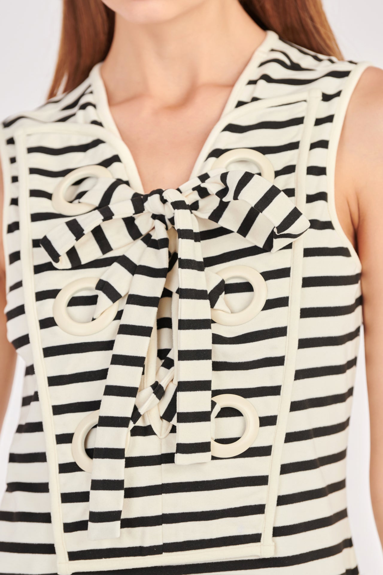 ENGLISH FACTORY - Striped Knit Lace Up Dress - DRESSES available at Objectrare