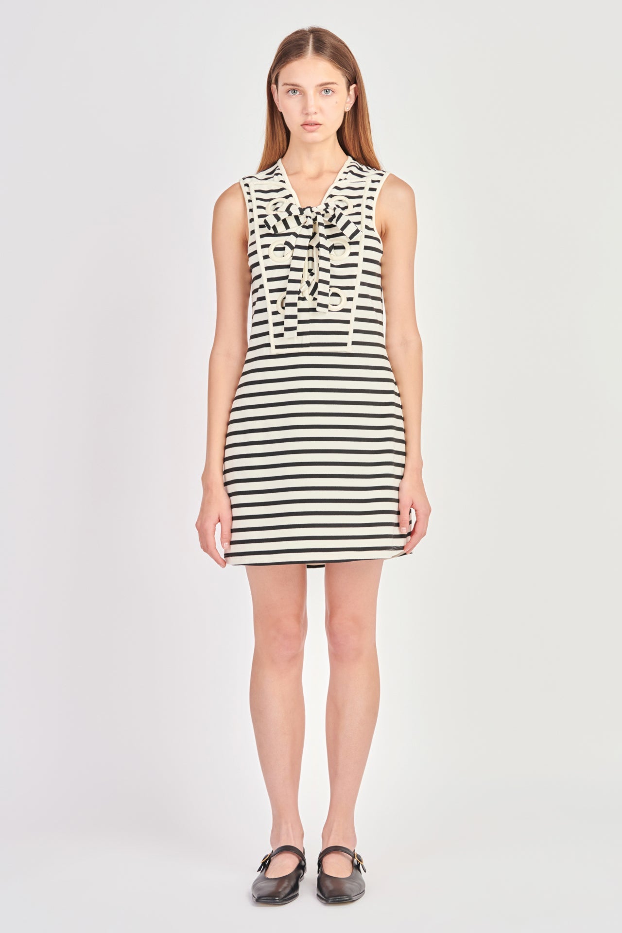ENGLISH FACTORY - Striped Knit Lace Up Dress - DRESSES available at Objectrare