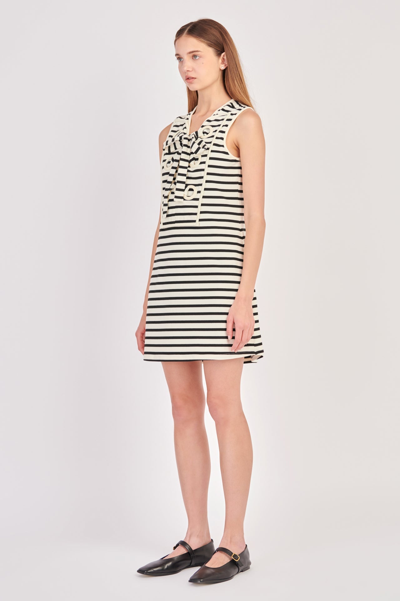 ENGLISH FACTORY - Striped Knit Lace Up Dress - DRESSES available at Objectrare