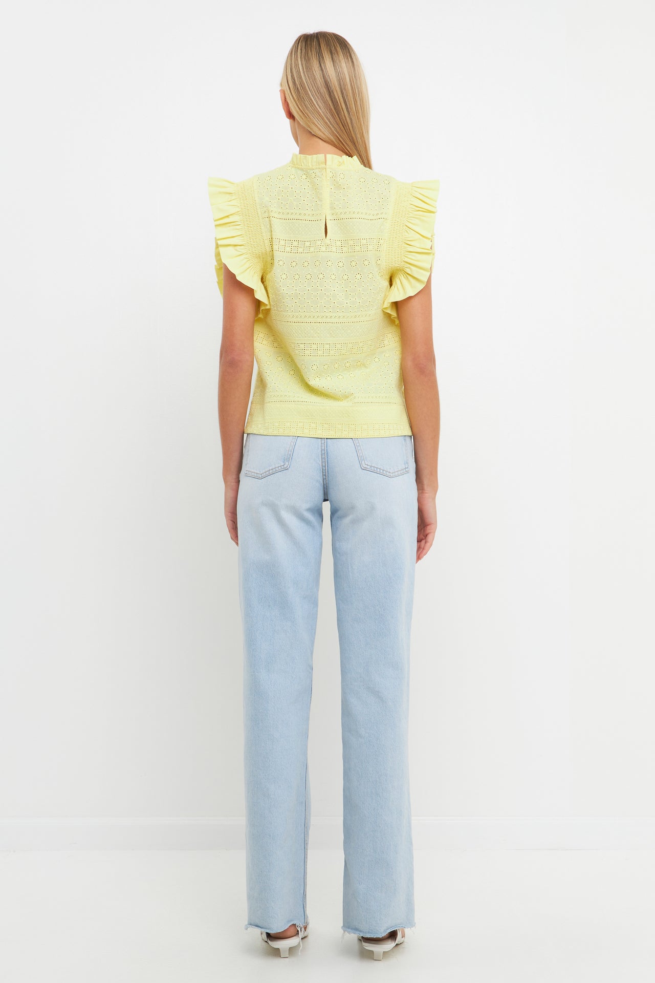 ENGLISH FACTORY - Ruffle Sleeve Embroidered Cotton Top - TOPS available at Objectrare