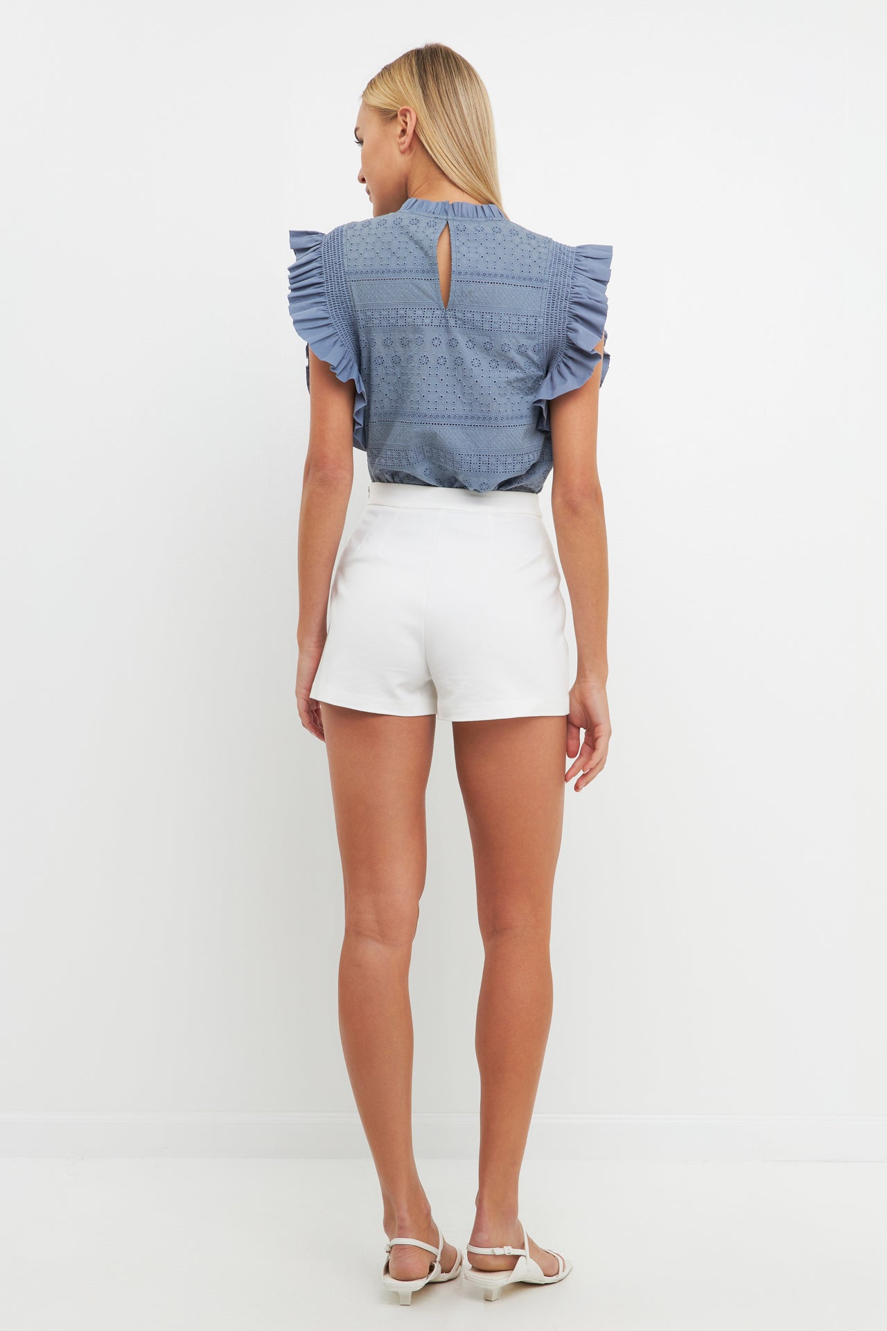 ENGLISH FACTORY - Ruffle Sleeve Embroidered Cotton Top - TOPS available at Objectrare