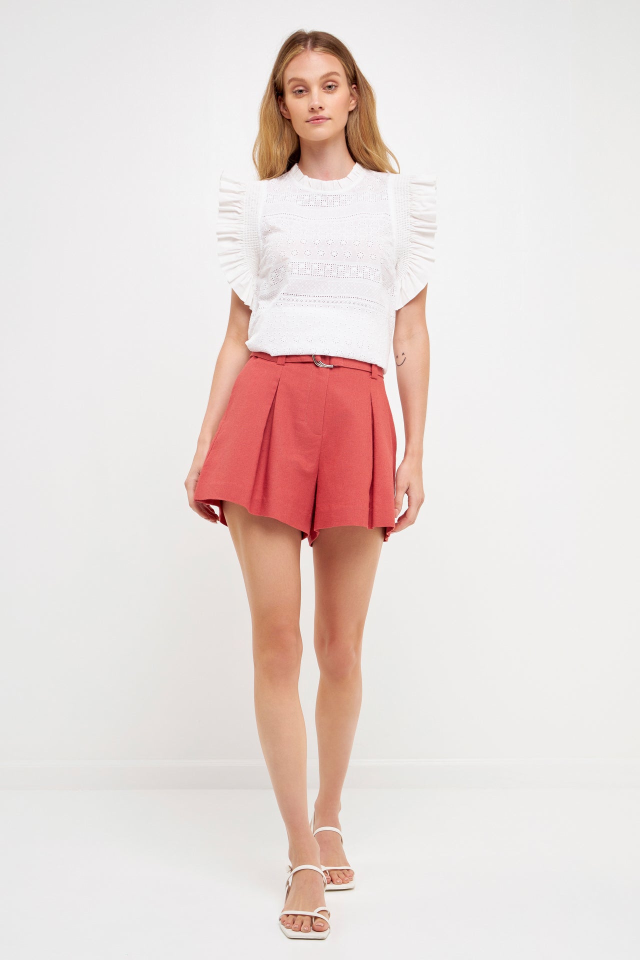 ENGLISH FACTORY - Ruffle Sleeve Embroidered Cotton Top - TOPS available at Objectrare