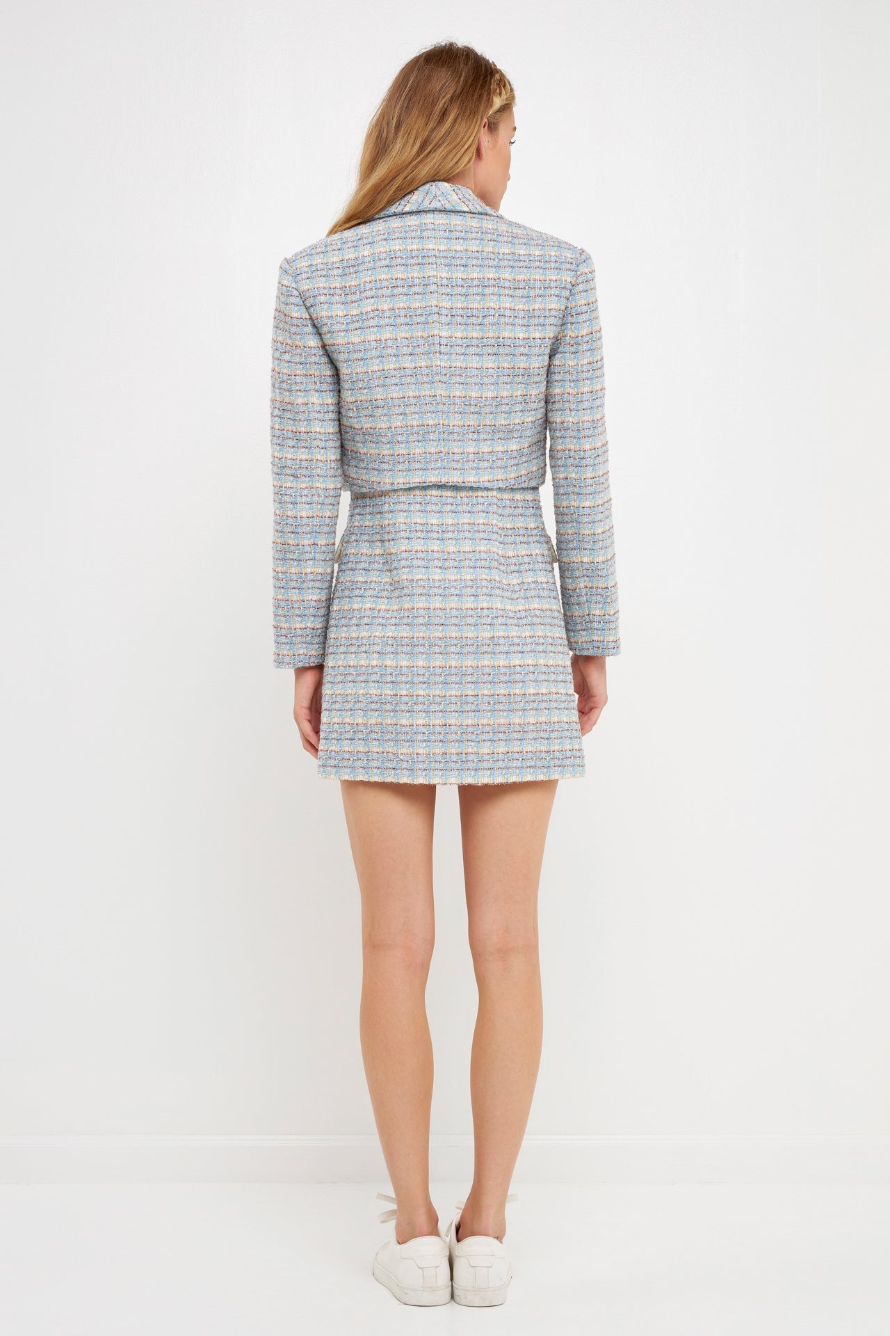 ENGLISH FACTORY - Metallic Tweed Cropped Blazer - BLAZERS available at Objectrare