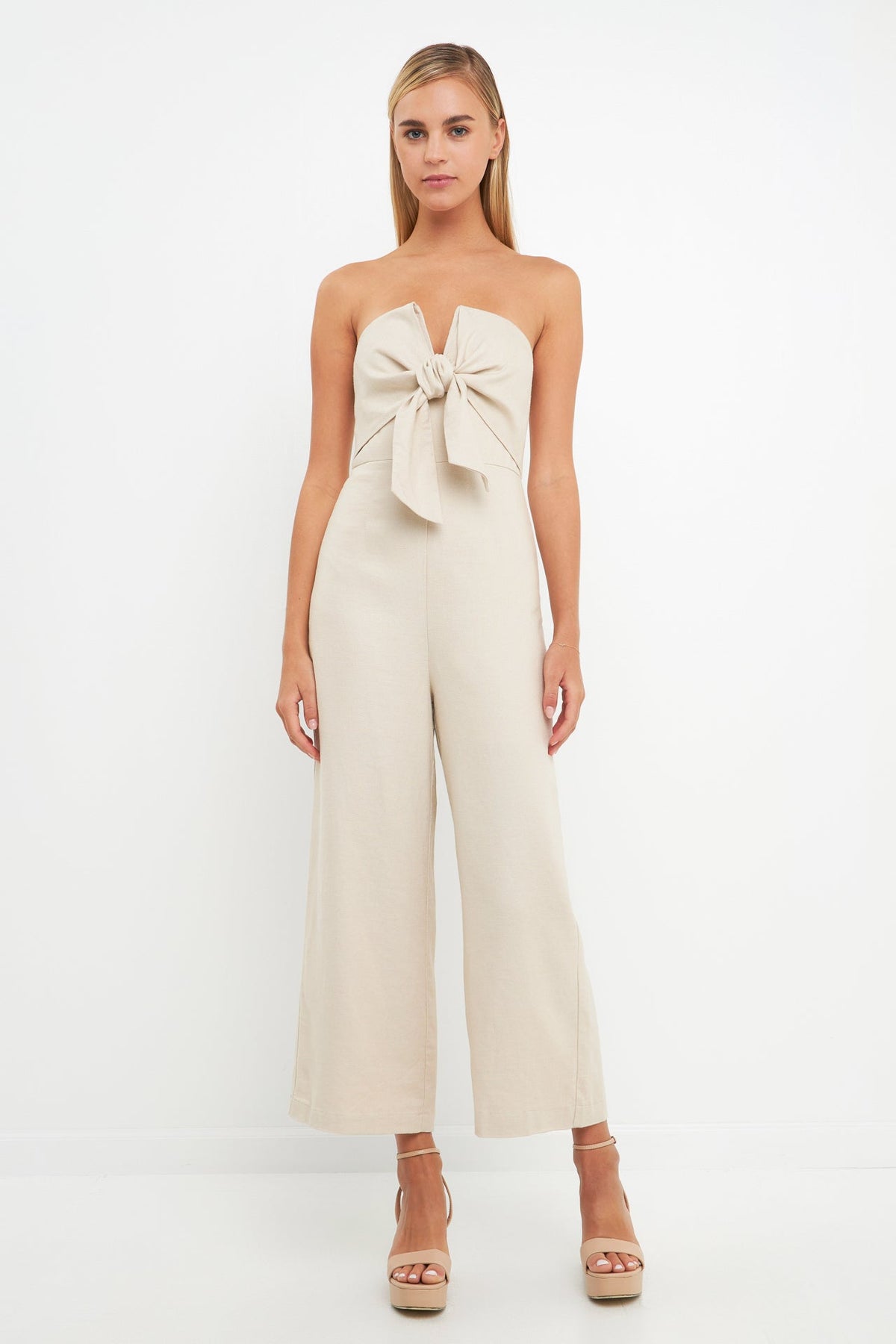 ENGLISH FACTORY - Bustier Front Tie Jumpsuit - JUMPSUITS available at Objectrare
