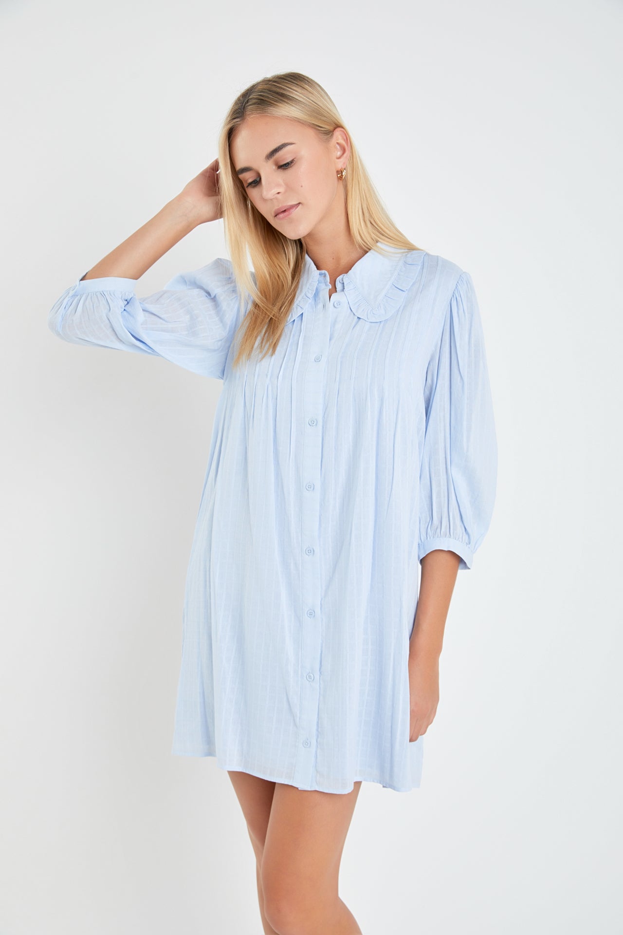 ENGLISH FACTORY - Ruffled Collar Shirt Dress - DRESSES available at Objectrare