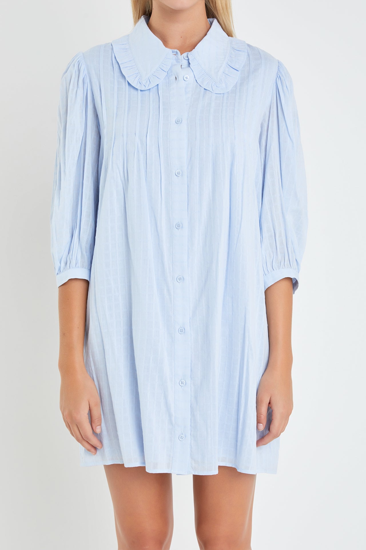 ENGLISH FACTORY - Ruffled Collar Shirt Dress - DRESSES available at Objectrare