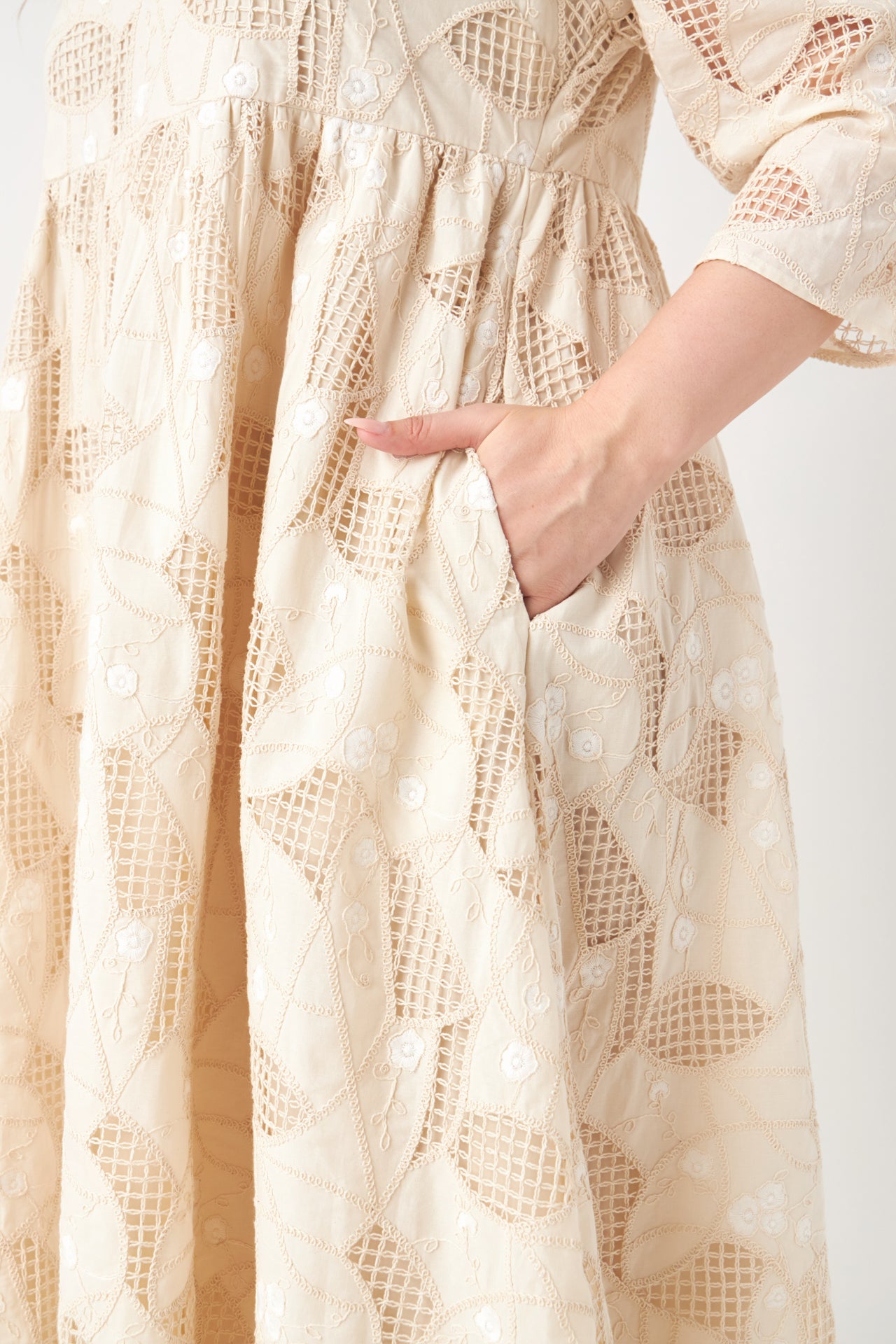 ENGLISH FACTORY - Embroidered Lace Midi Dress Plus Size - DRESSES available at Objectrare