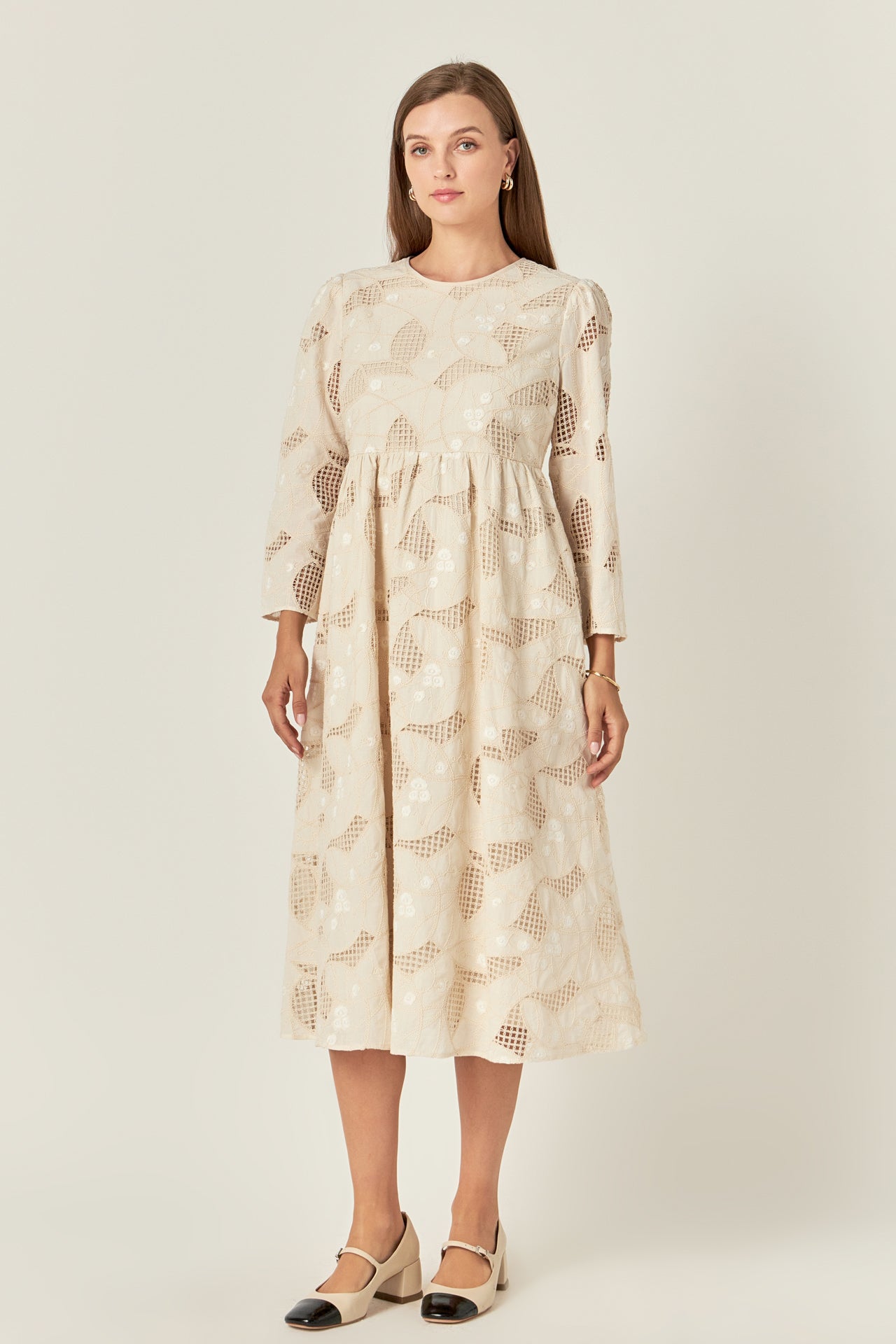 ENGLISH FACTORY - Embroidered Lace Midi Dress - DRESSES available at Objectrare
