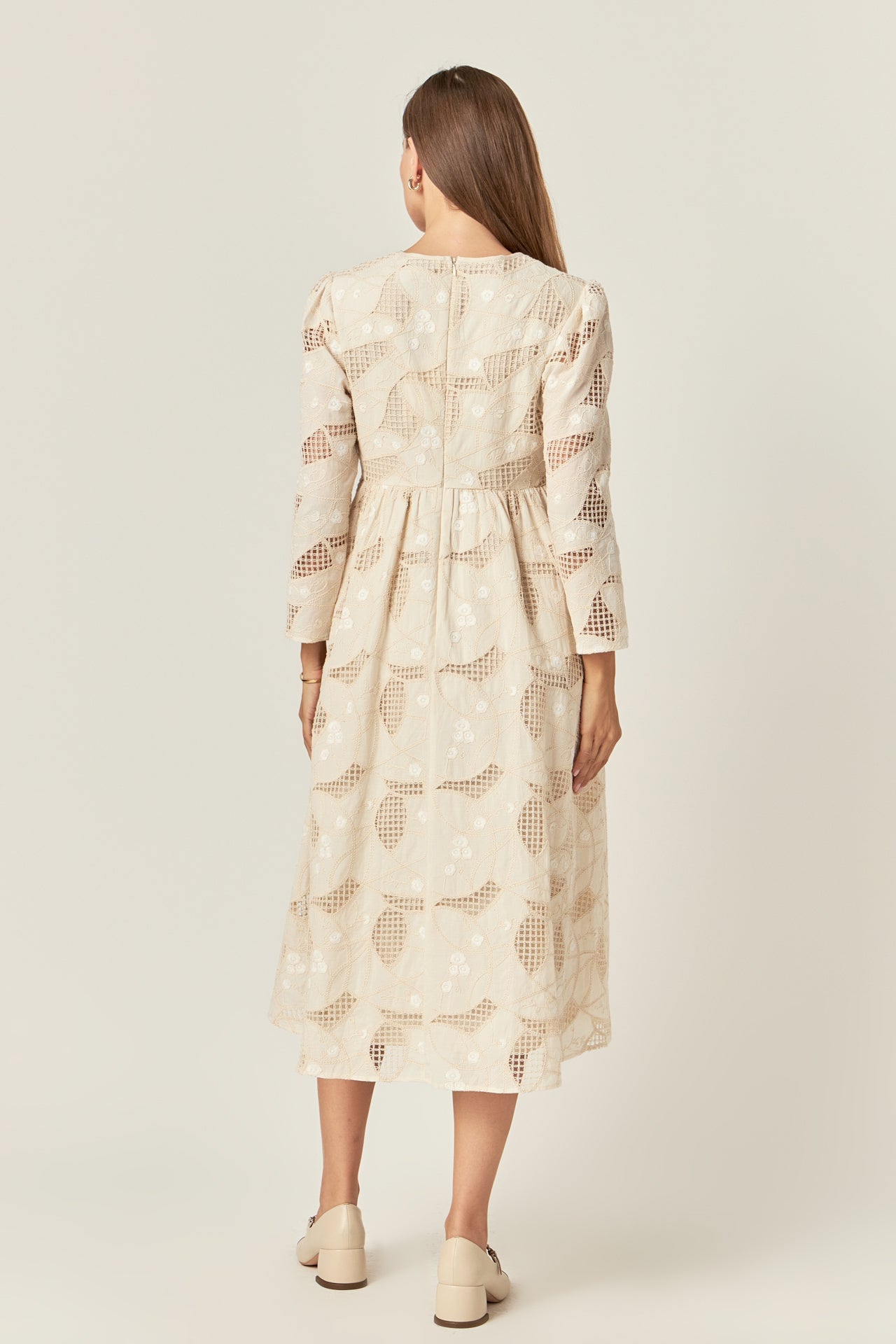 ENGLISH FACTORY - Embroidered Lace Midi Dress - DRESSES available at Objectrare