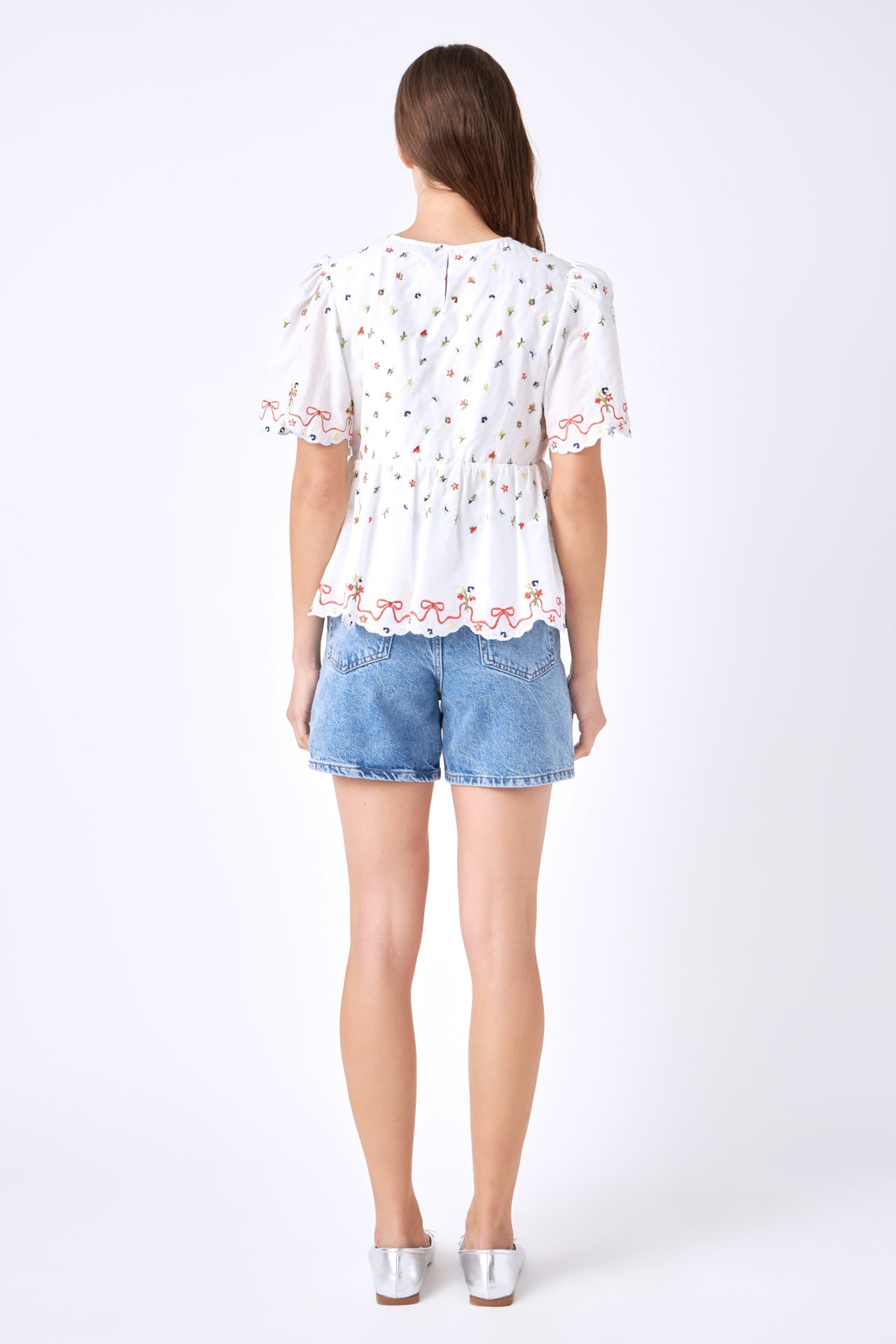 ENGLISH FACTORY - Floral Embroidery Scalloped Top - TOPS available at Objectrare